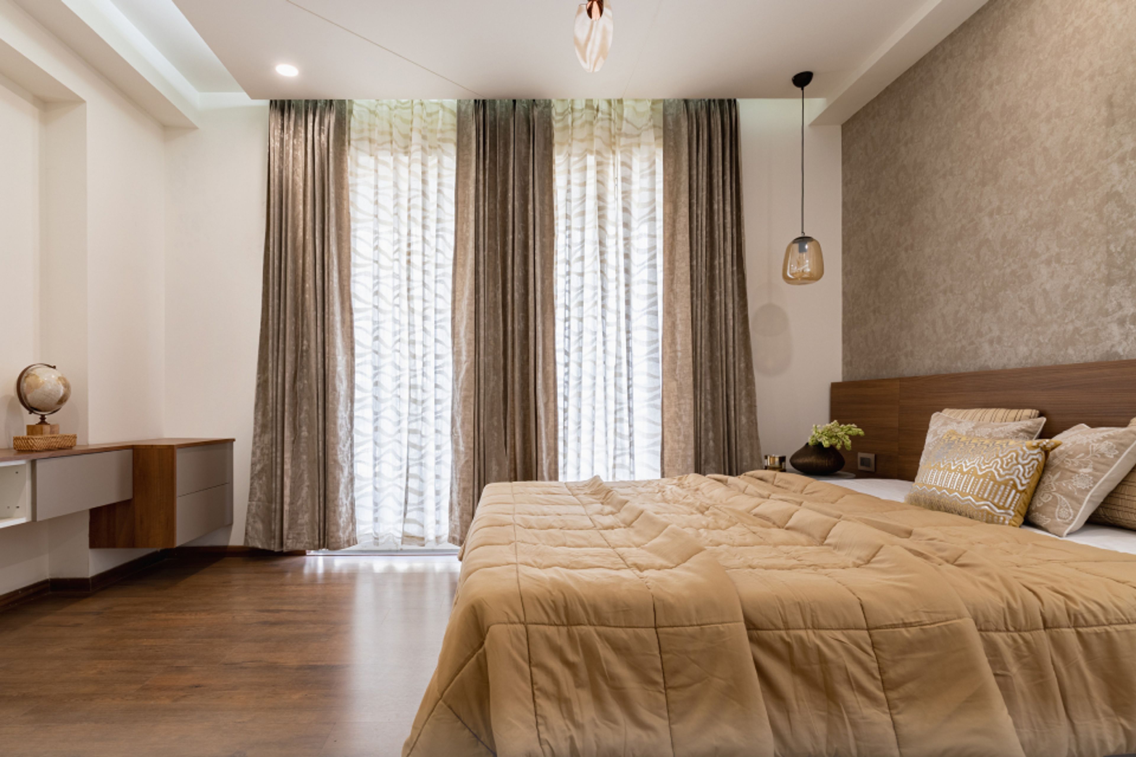 Beige Wall Paint For Bedroom Accent Walls - Livspace