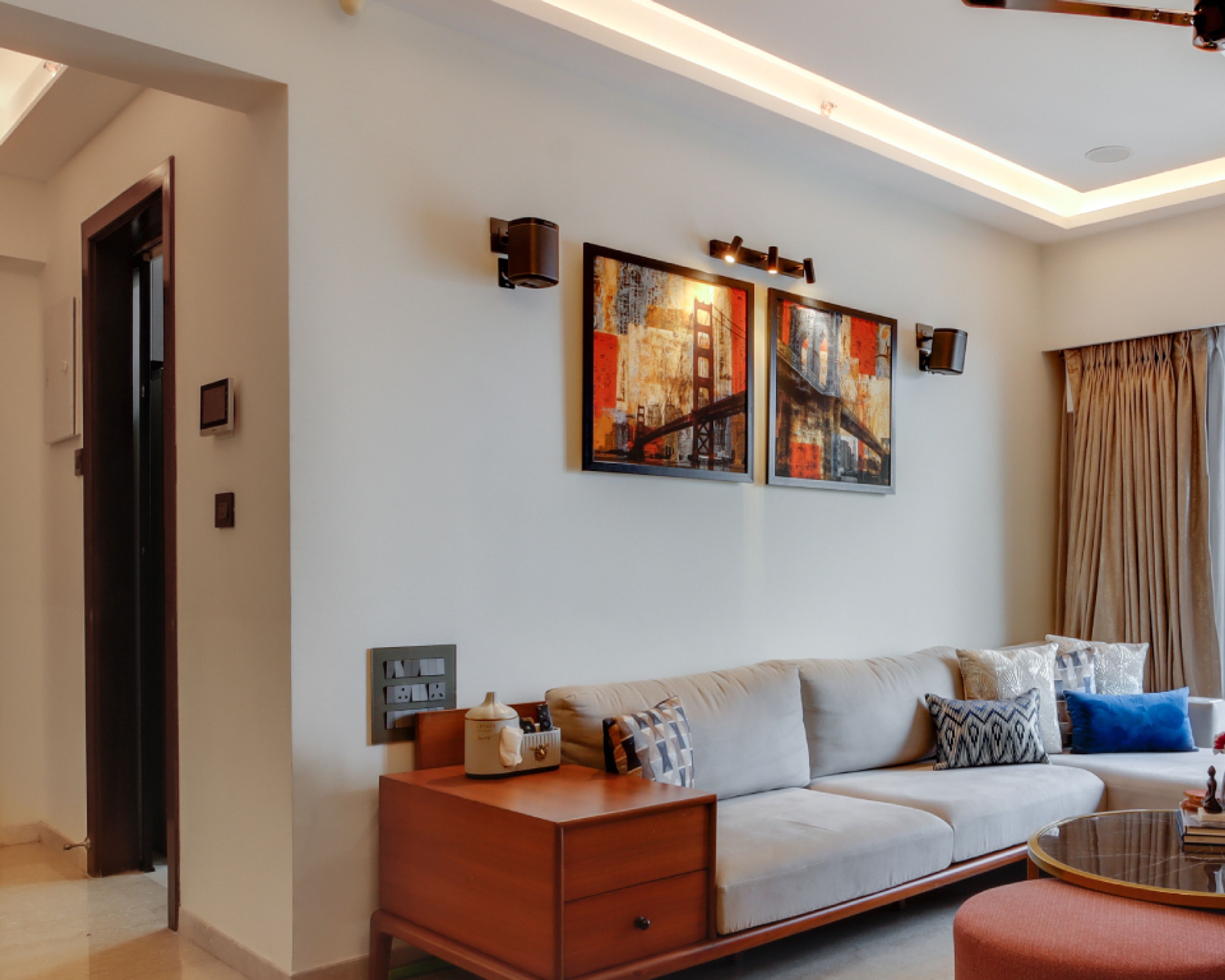 Light Grey Living Room Wall Paint Design - Livspace