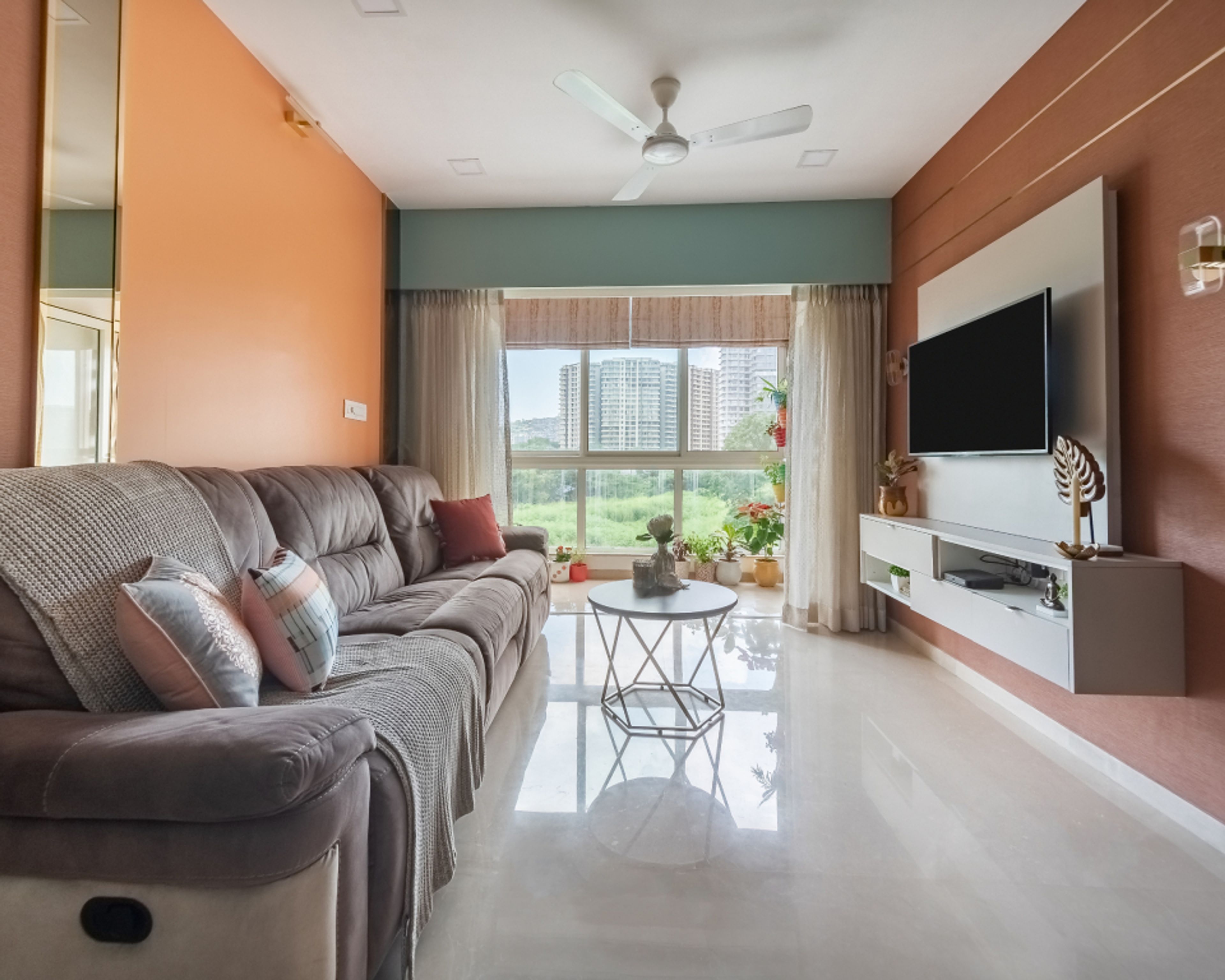 Orange Wall Paint For Modern Living Rooms - Livspace