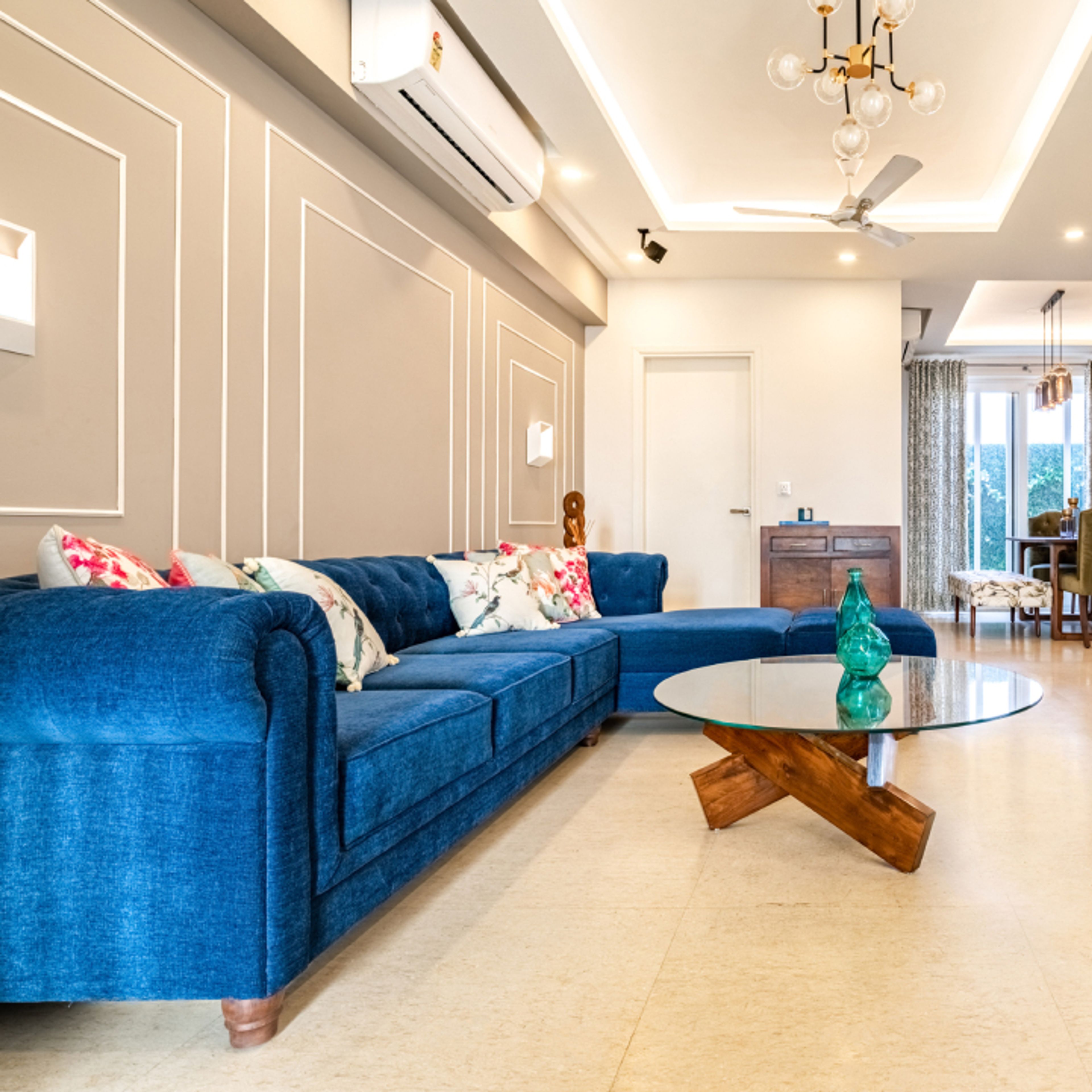 Beige Wall Paint With Wall Trims - Livspace