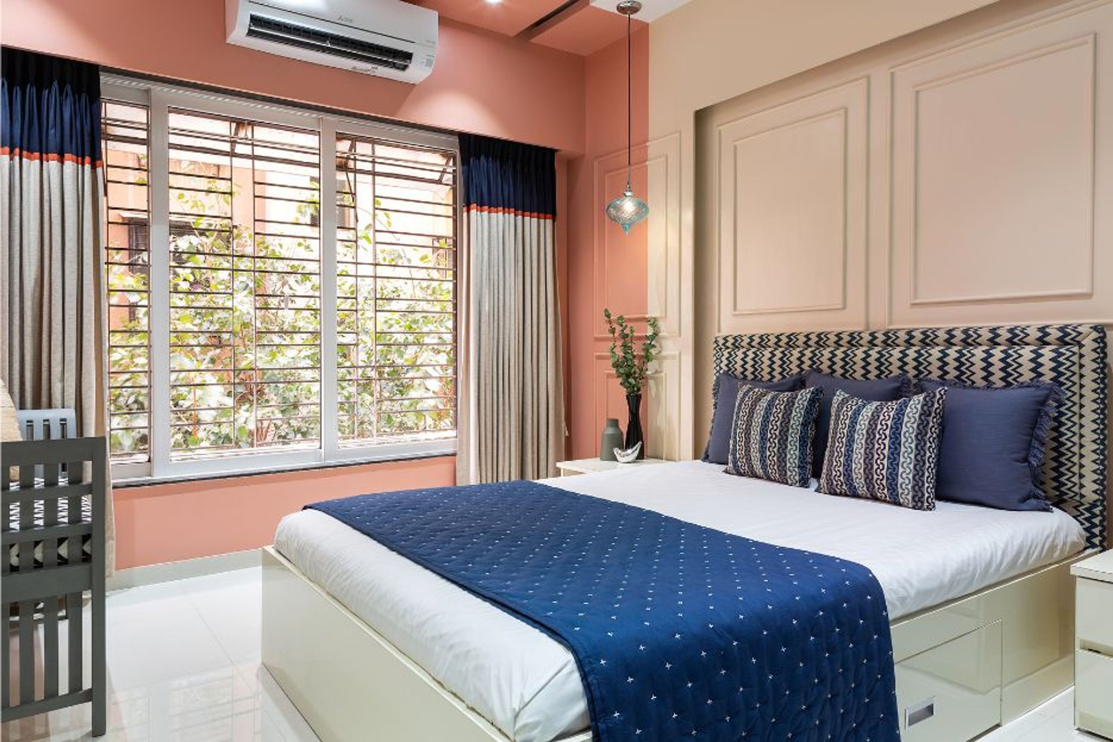 Orange And Beige Bedroom Wall Paint - Livspace