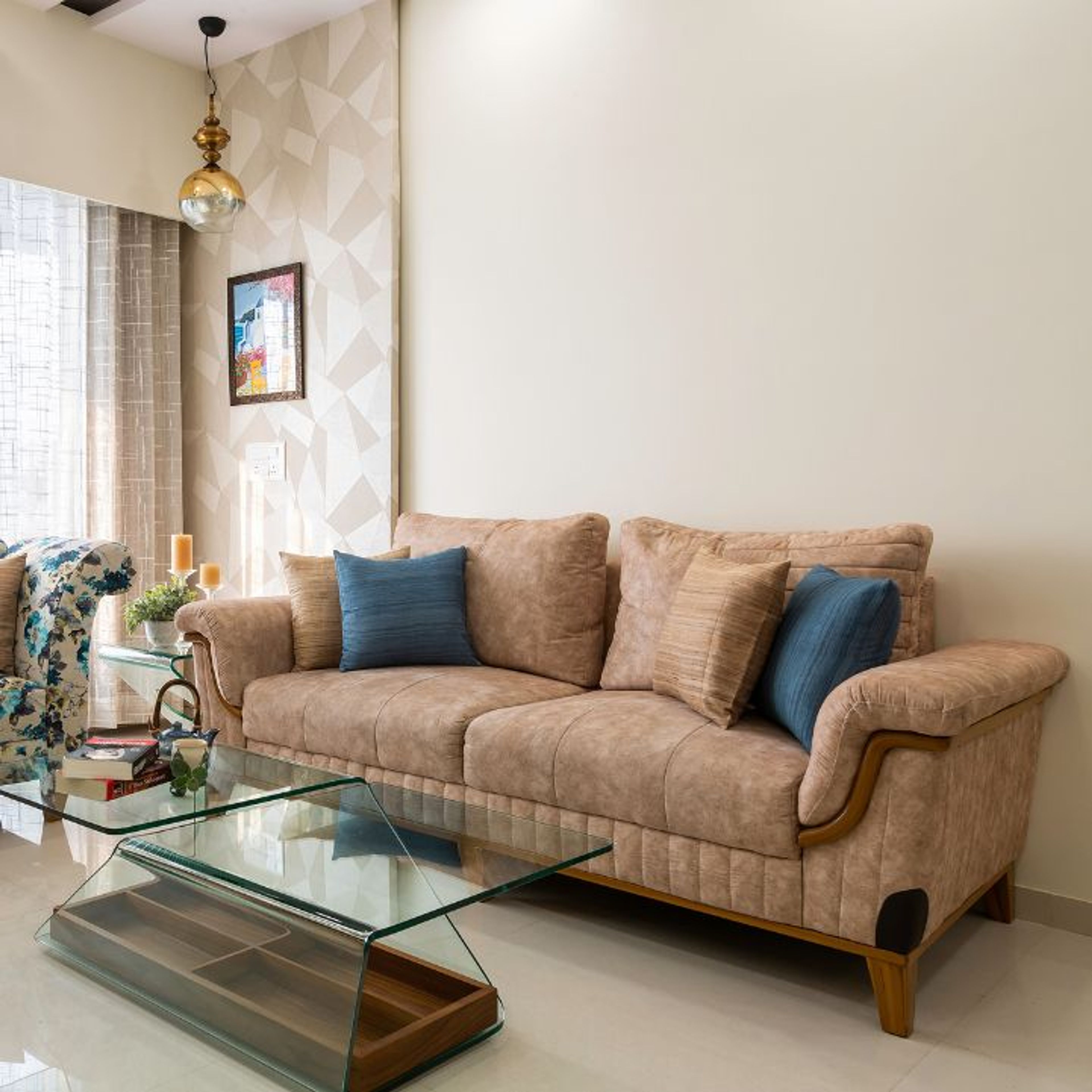 Cream Colour Wall Paint Design With Modern Abstract Patterns