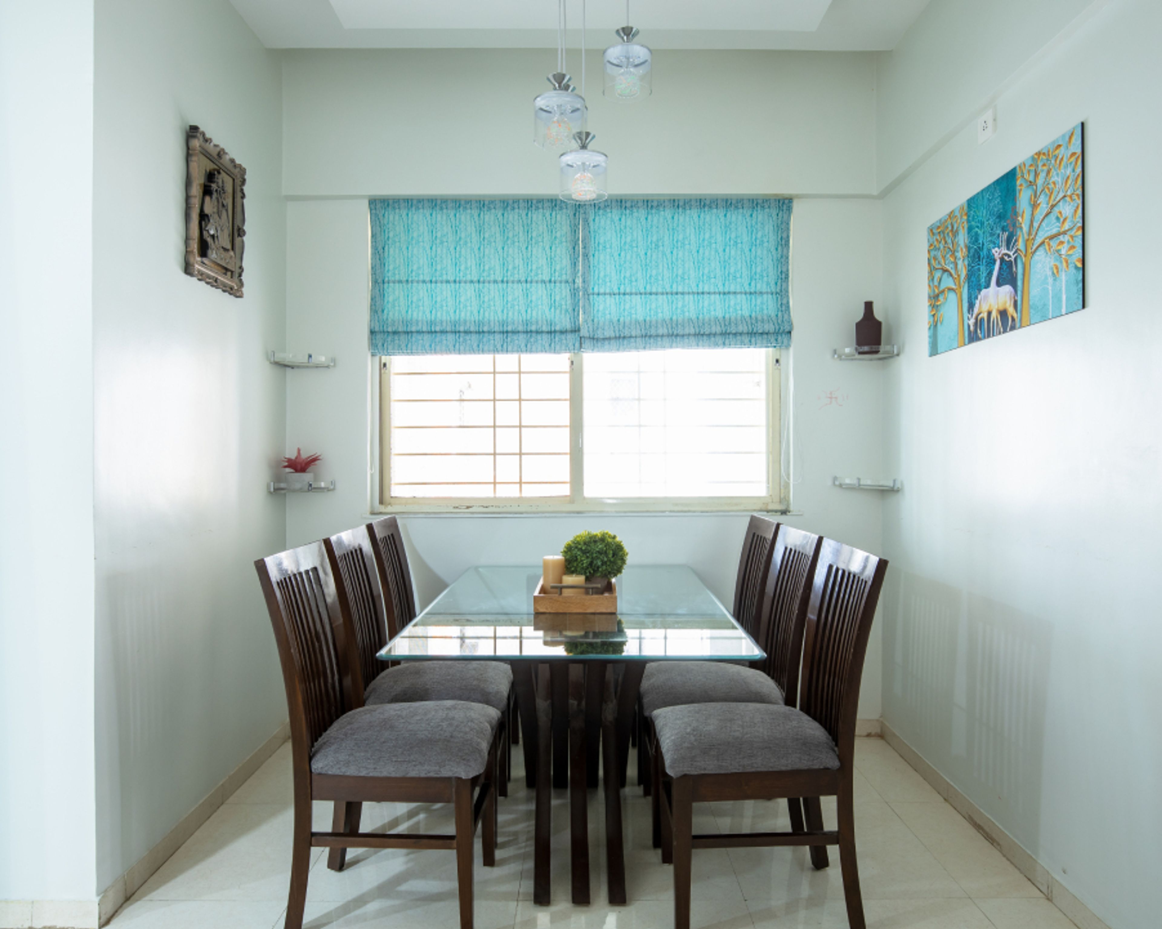 Light Blue Wall Paint Design For Dining Rooms - Livspace