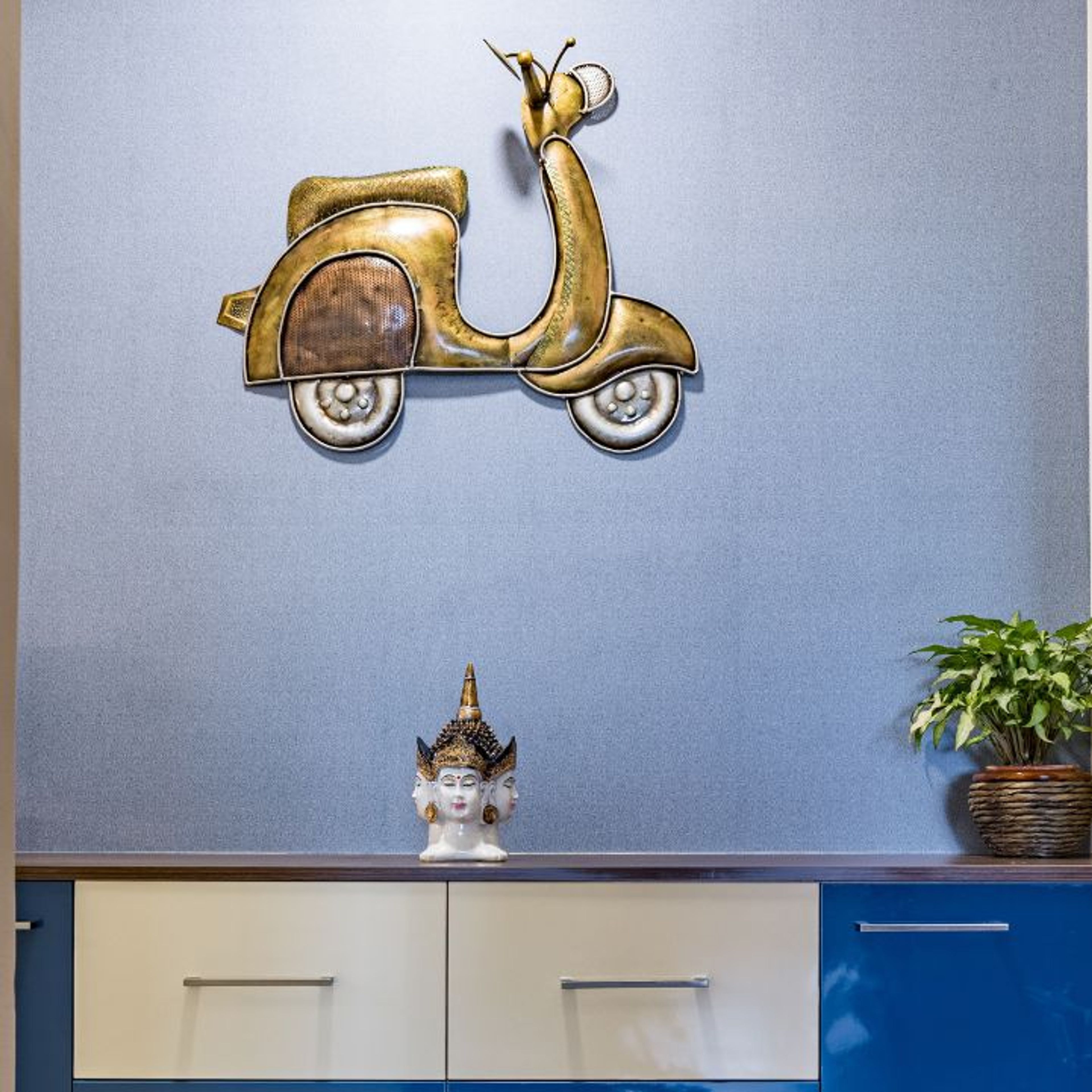 Blue Wall Paint Design For Foyers - Livspace