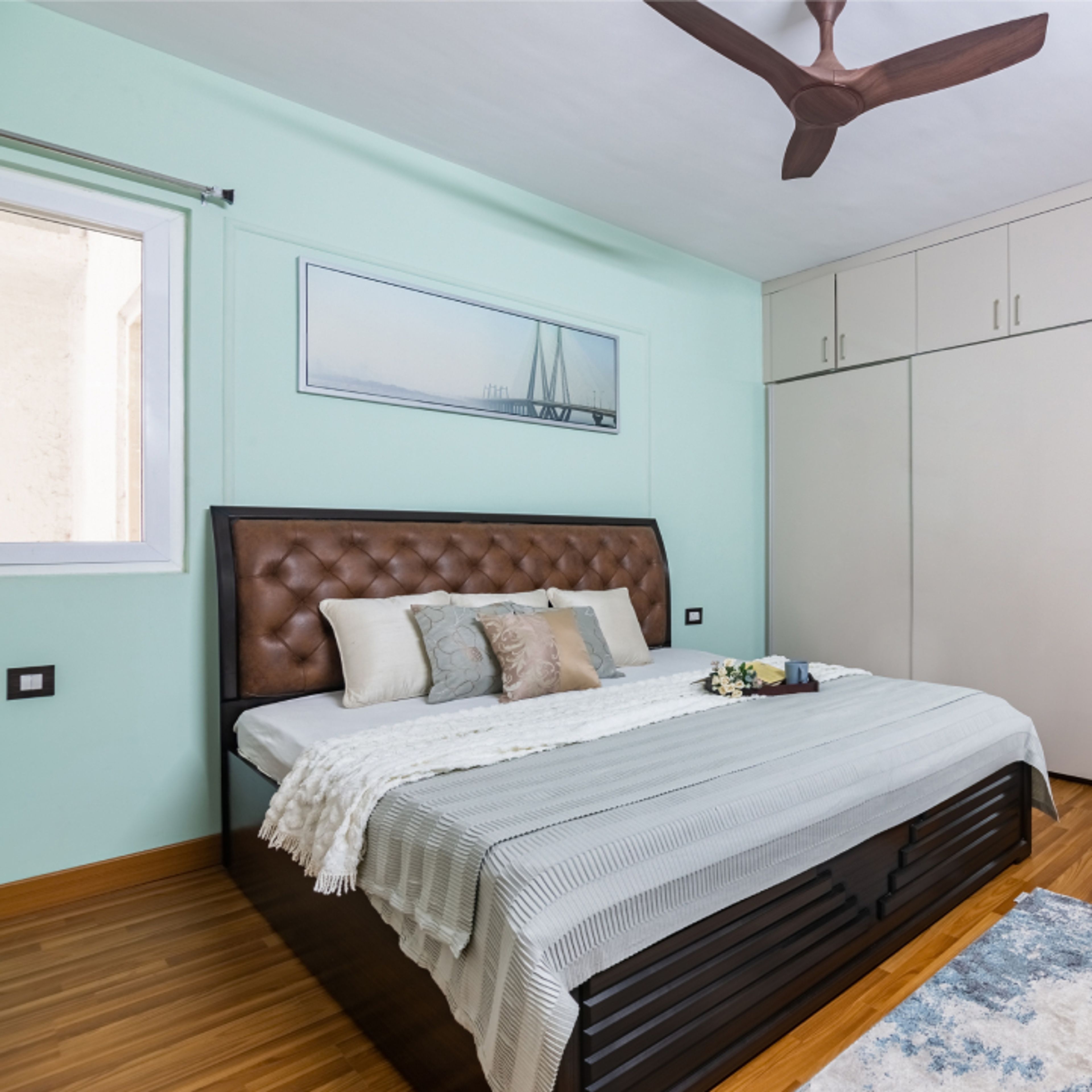 Tiffany Blue Wall Paint Design For Bedrooms - Livspace