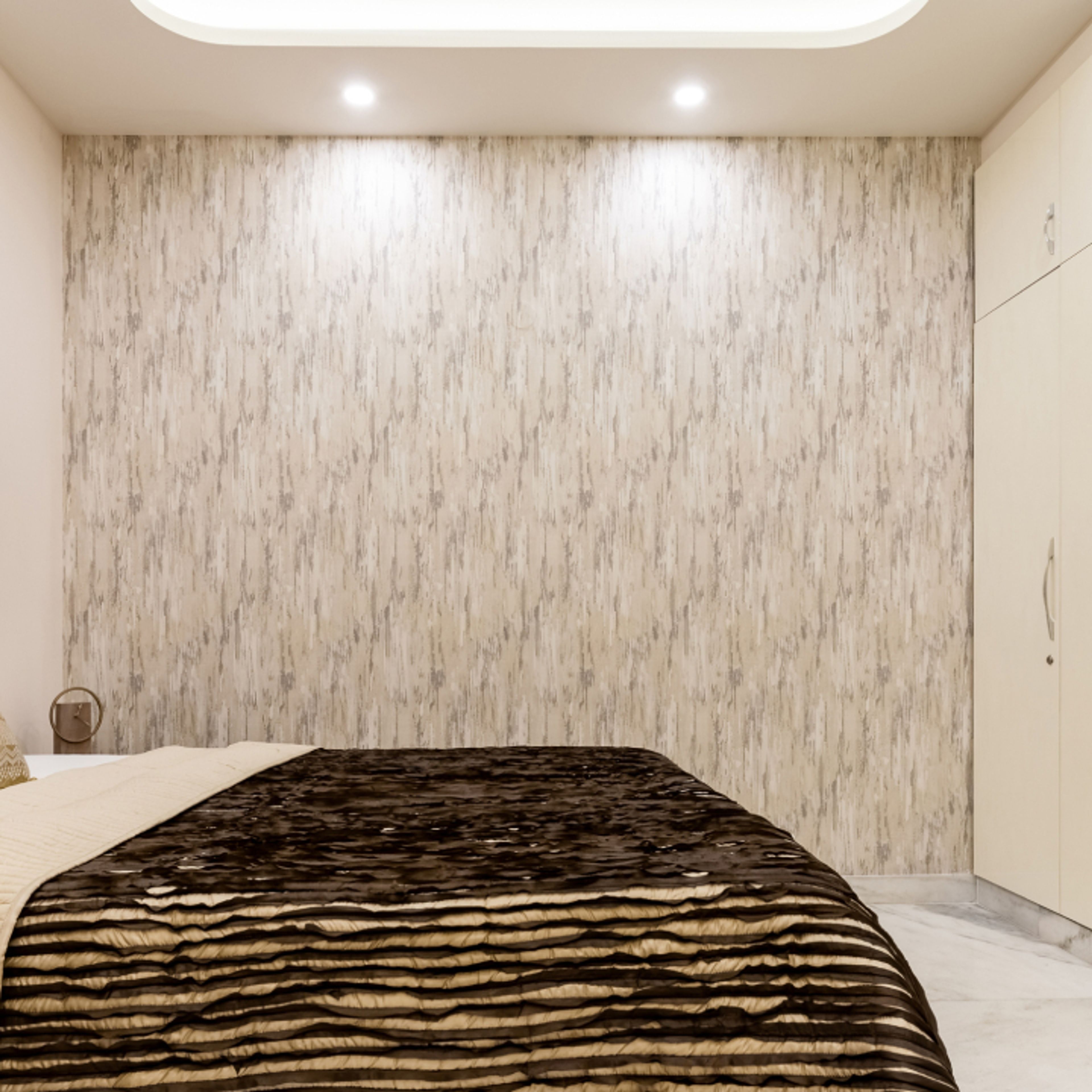 Neutral-Themed Modern Bedroom Wallpaper Design