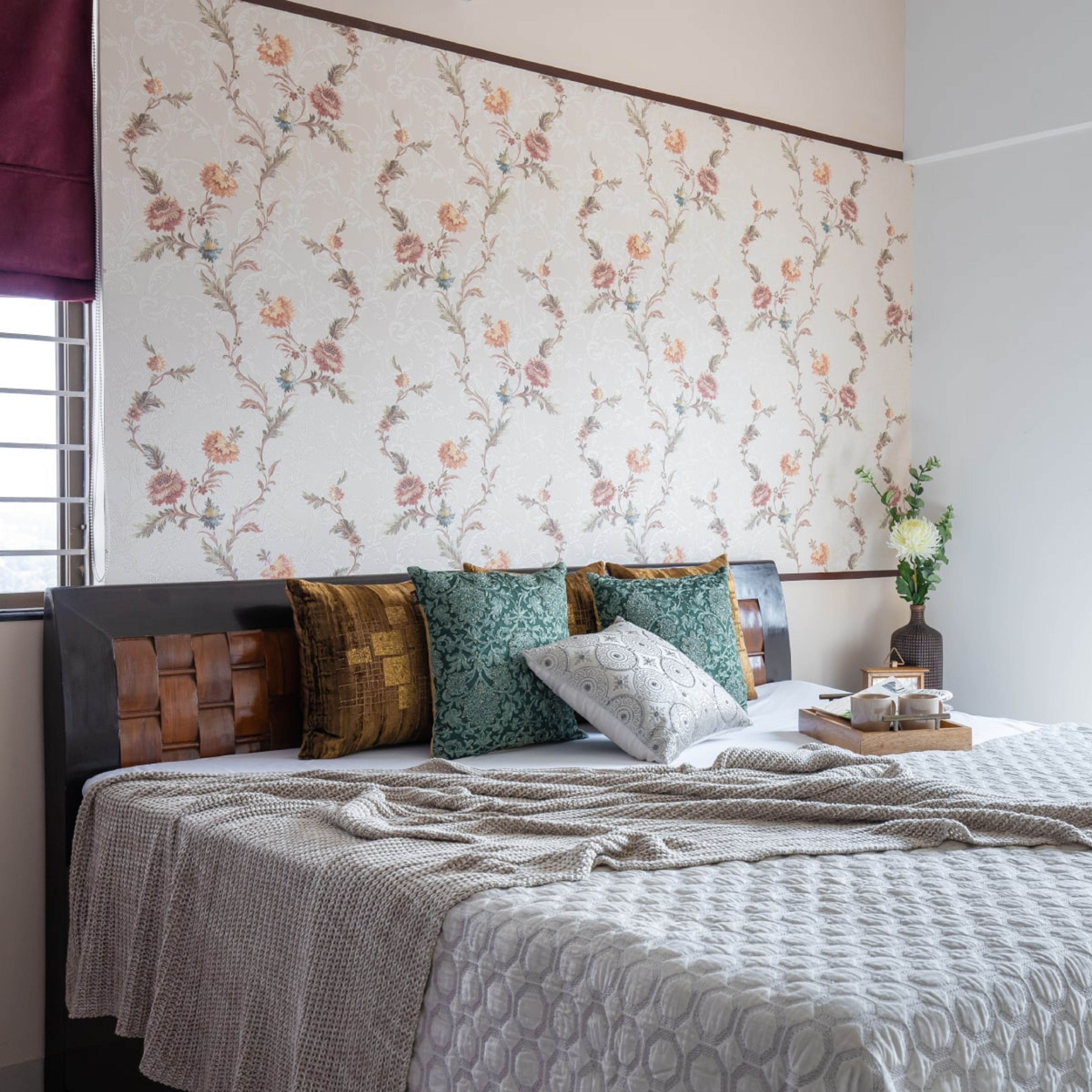 Floral Bedroom Wallpaper For Contemporary Houses - Livspace