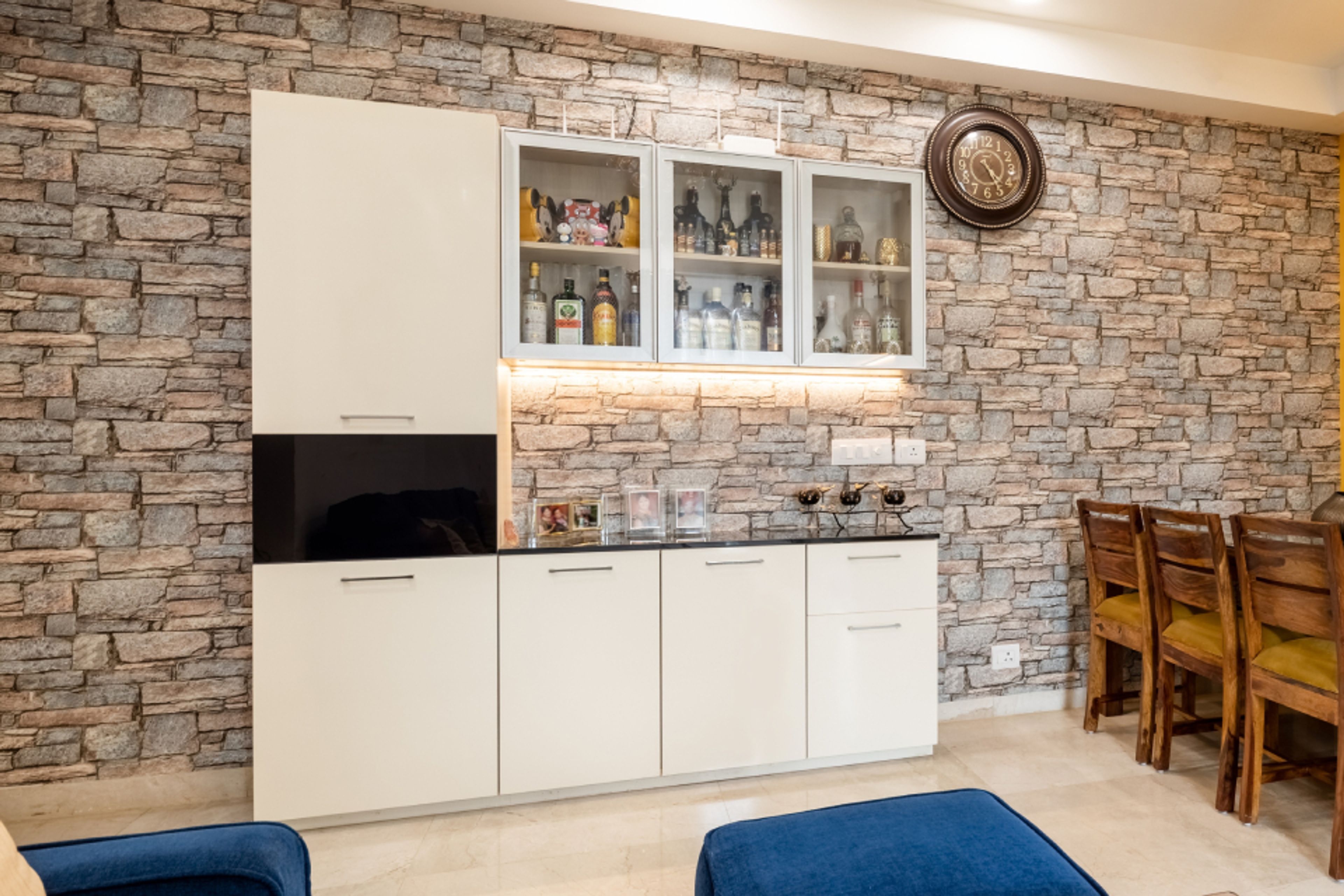 Natural Stone Living Room Wallpaper - Livspace