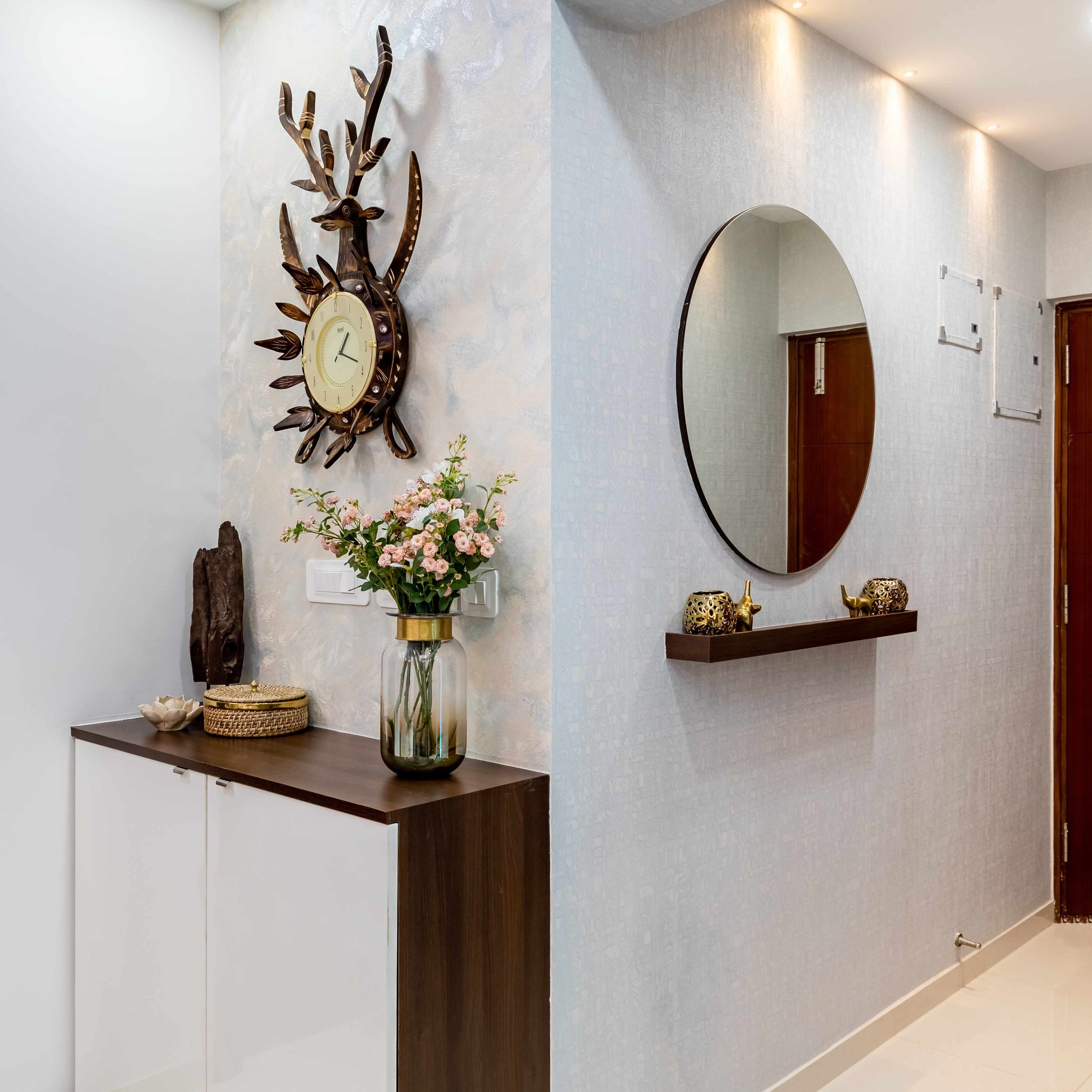 Clean White Wallpaper Design - Livspace