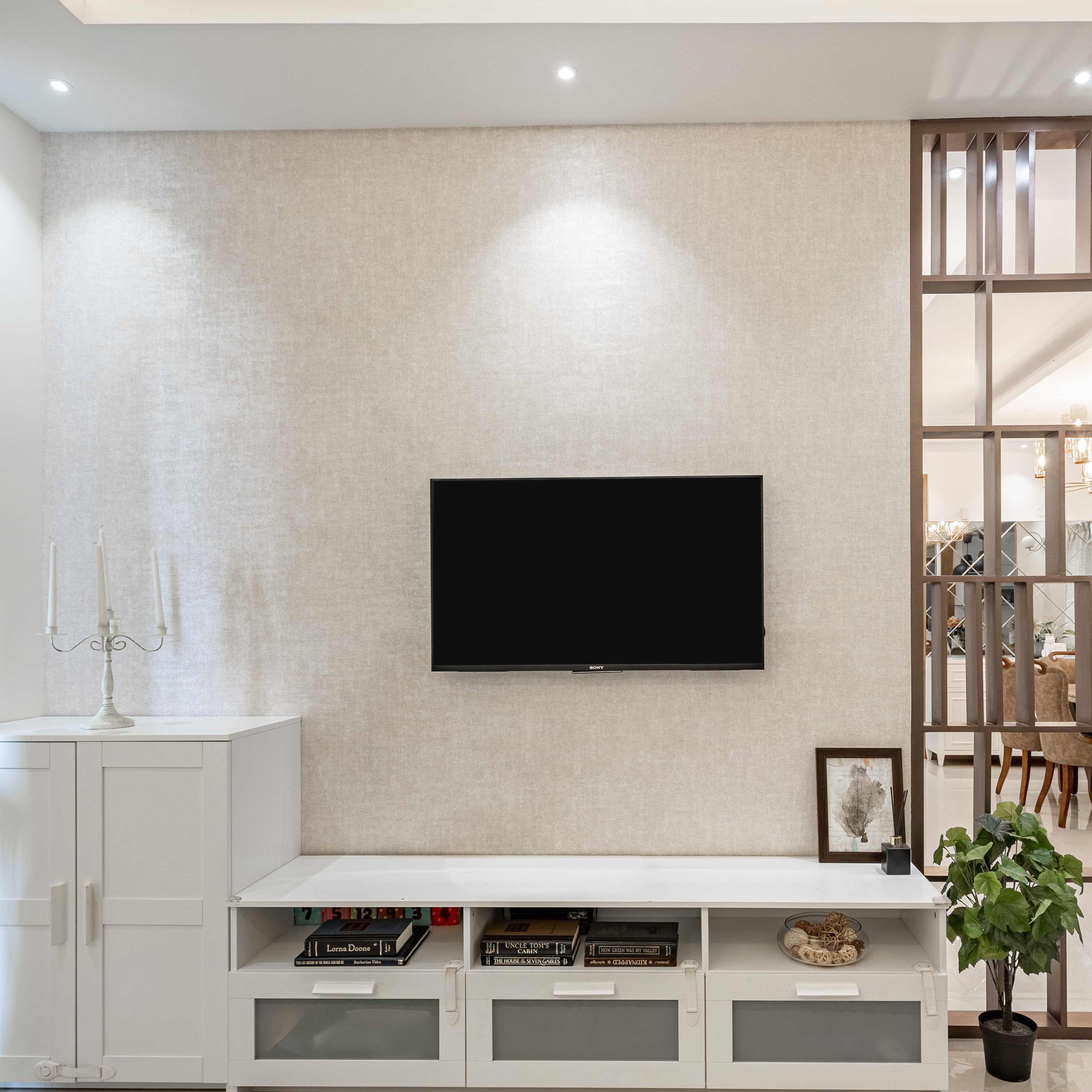 Contemporary Grey Living Room Wallpaper