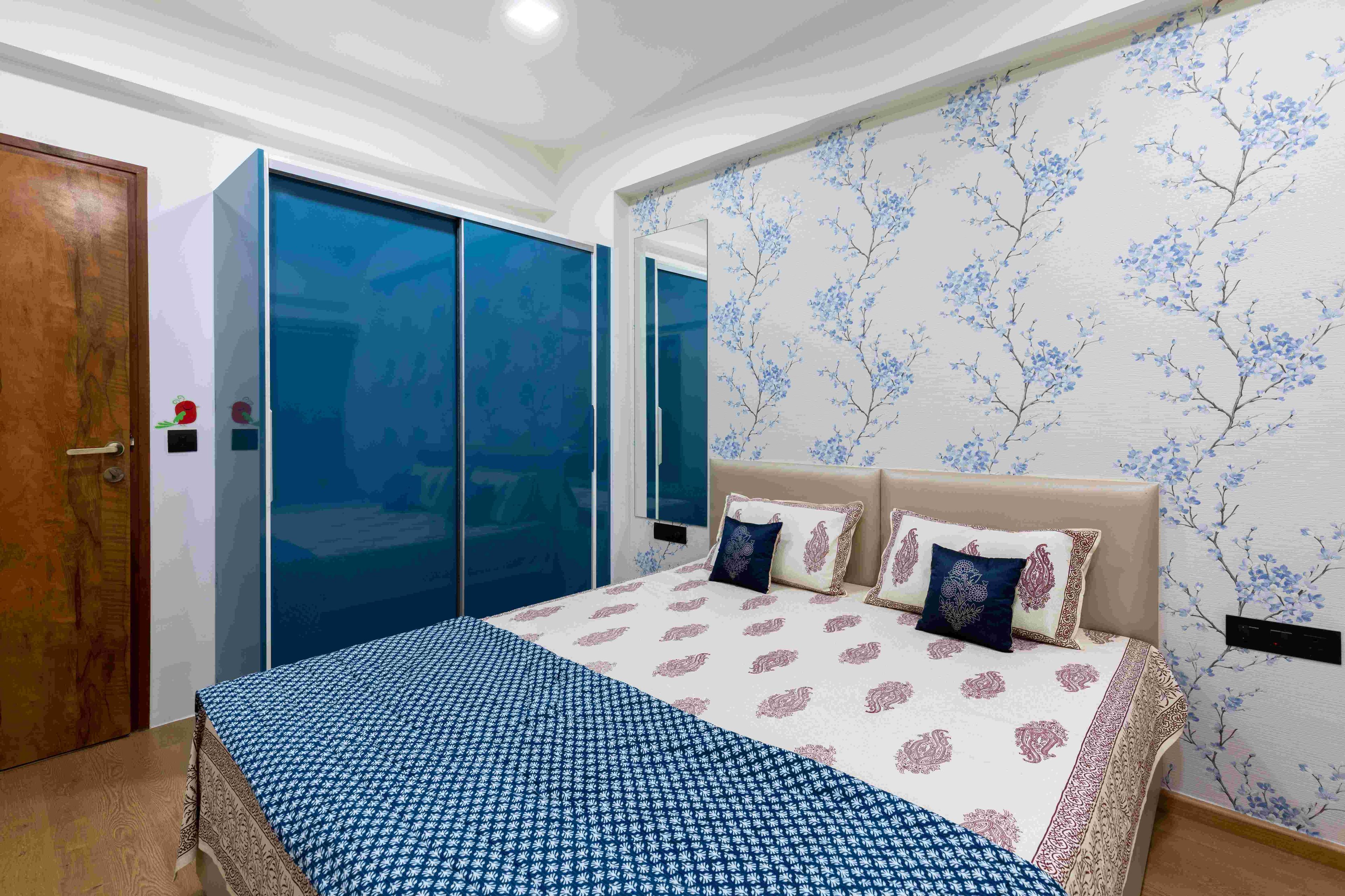 Blue And White Floral Wallpaper - Livspace