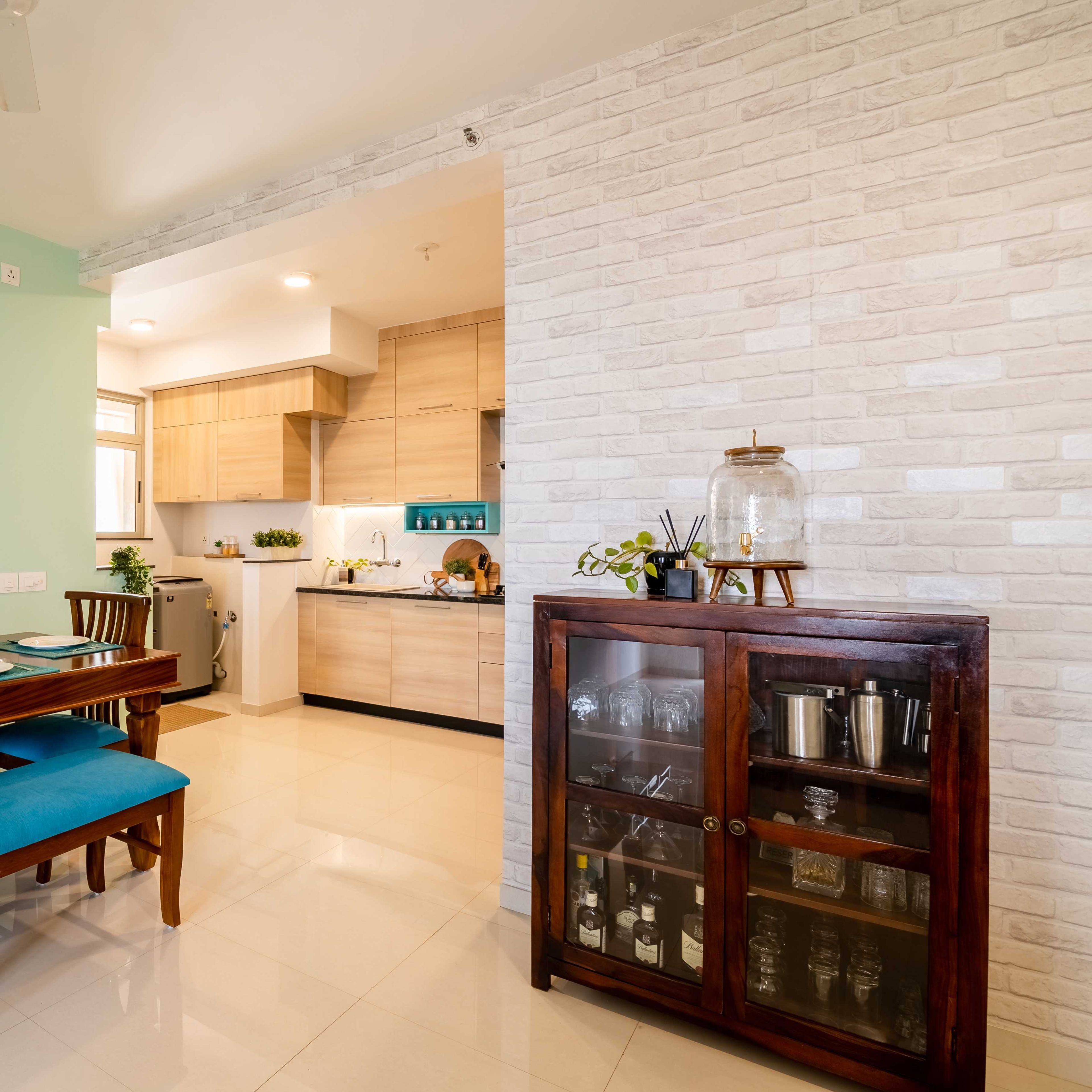 Modern Exposed Brick Wallpaper - Livspace