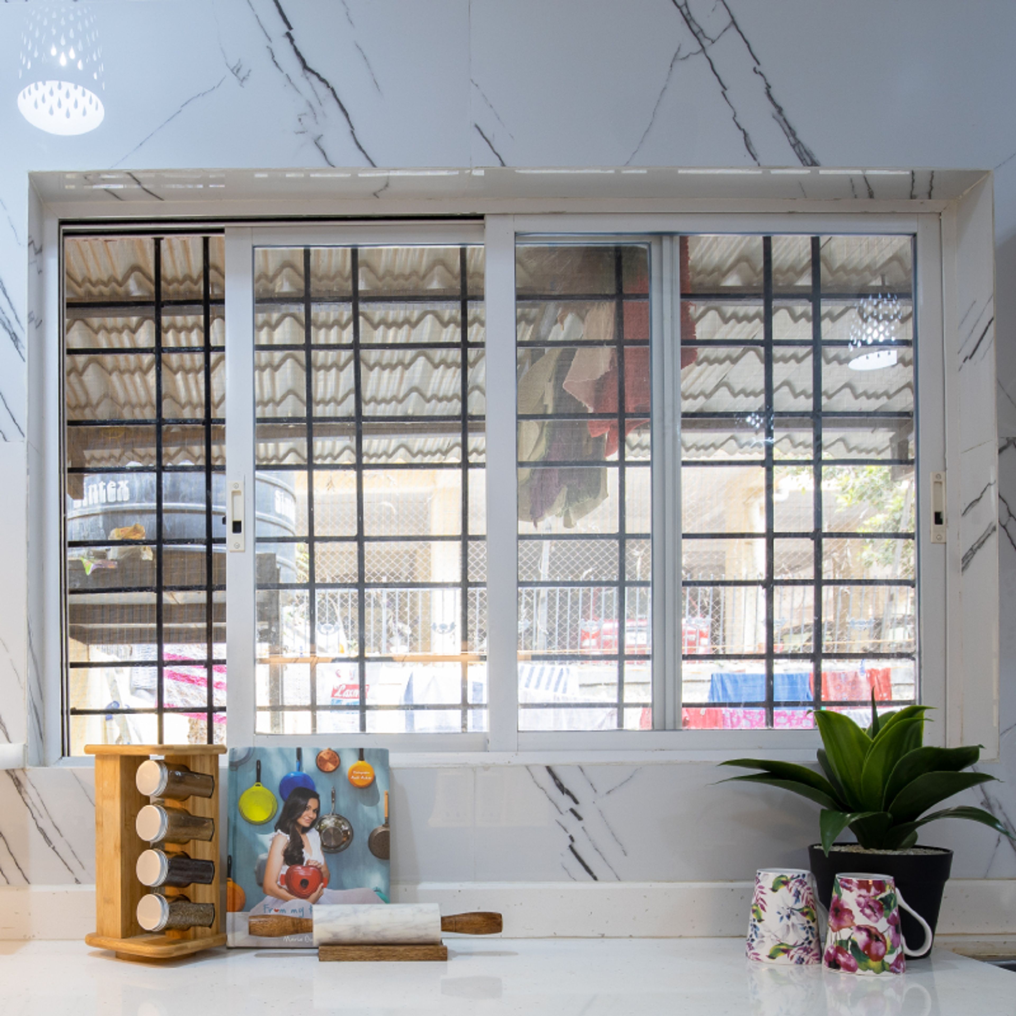 White Sliding Window For Kitchens - Livspace