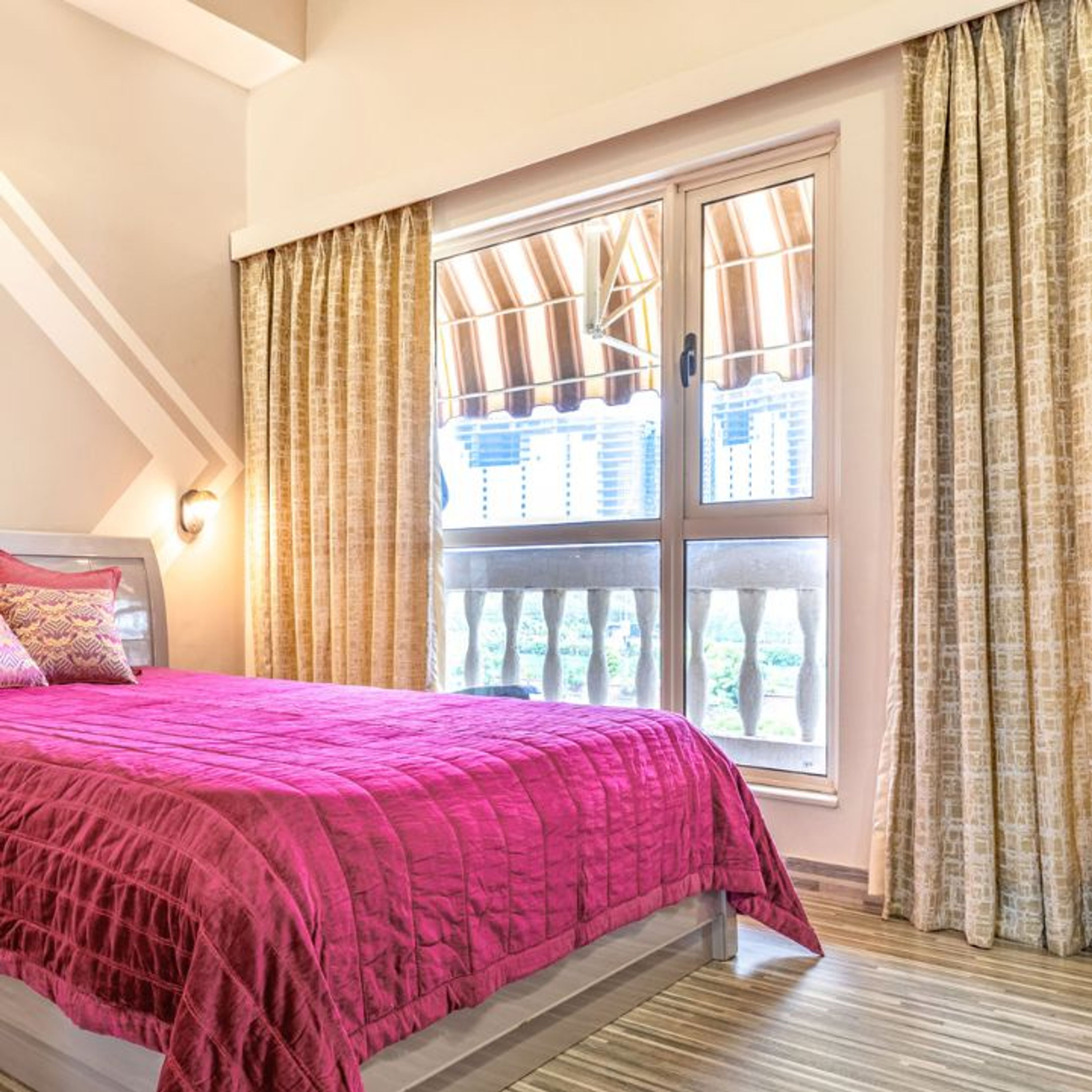 Modern Bedroom Window Design With Glass Shutters