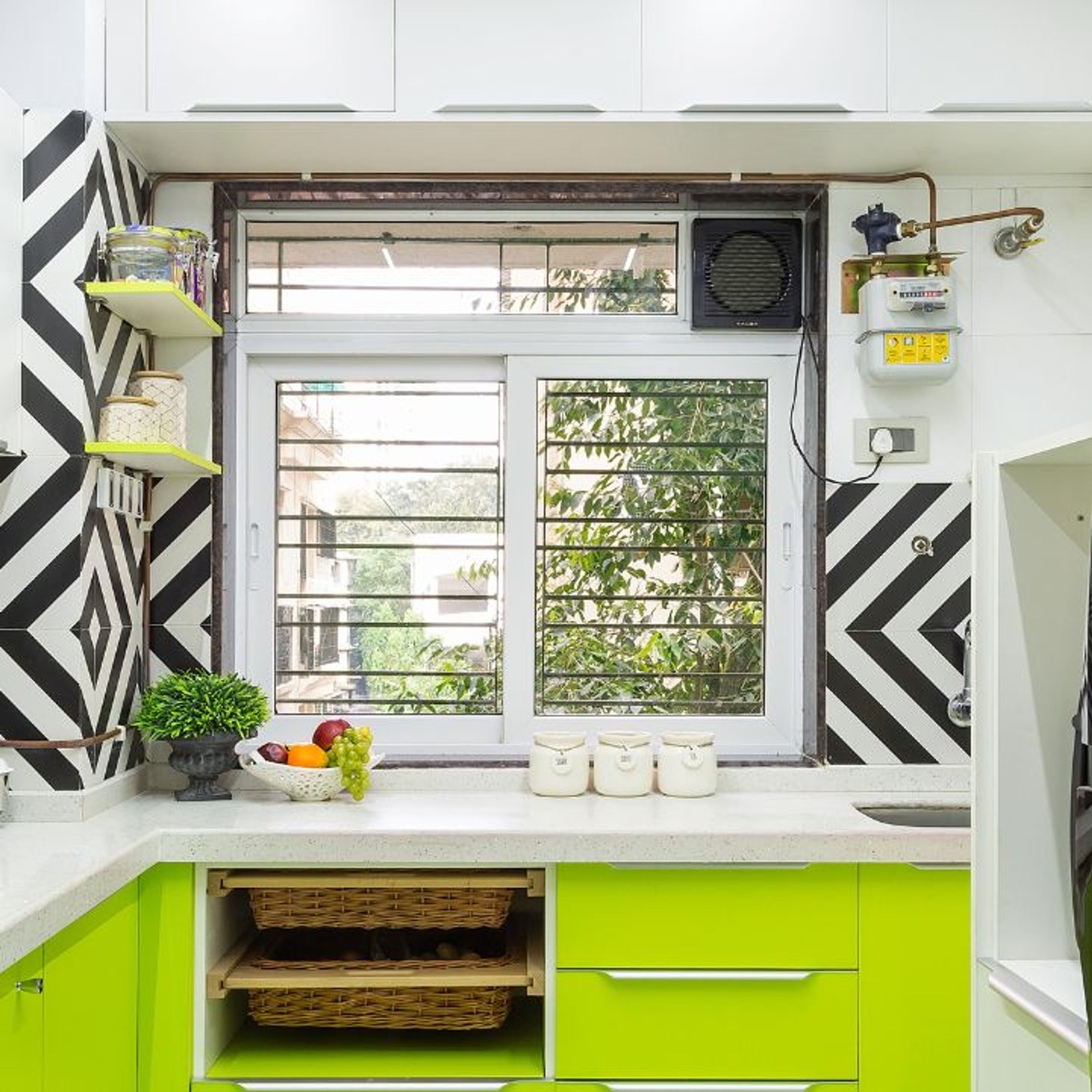 White UPVC Kitchen Window Design - Livspace