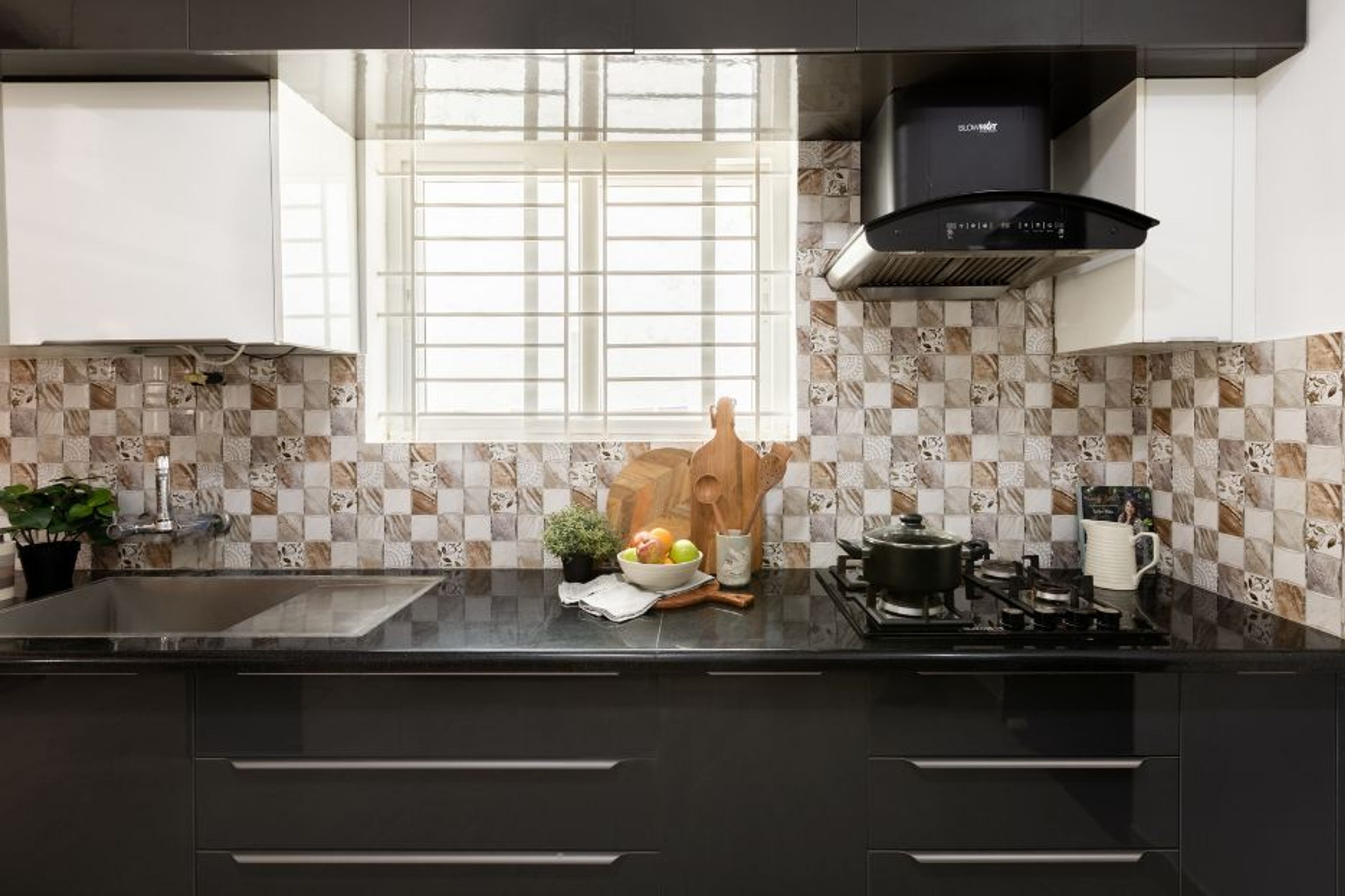 White Kitchen Window Grill Design - Livspace