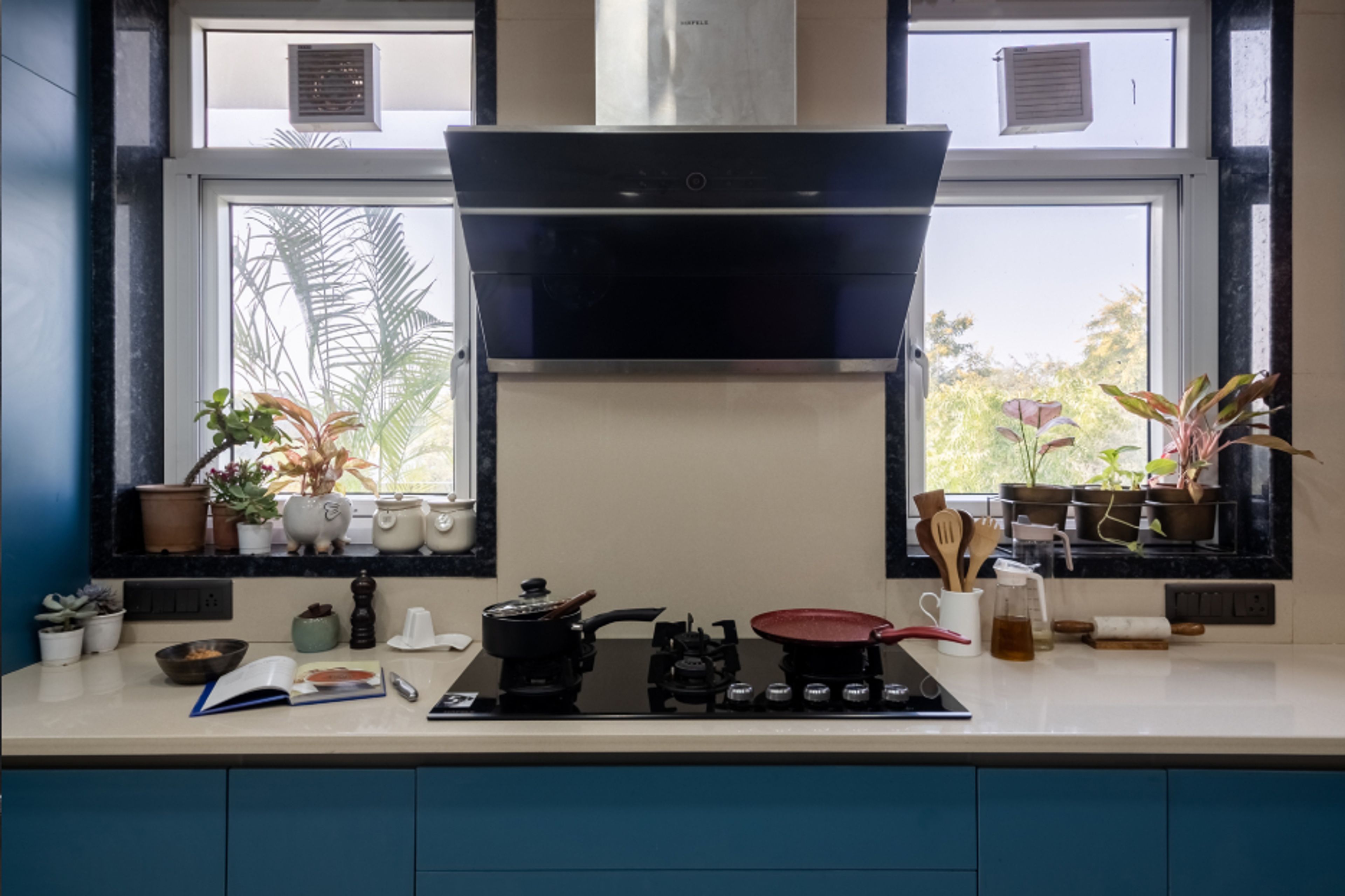 UPVC Window Design With A Granite Frame And A Sliding Mosquito Net - Livspace