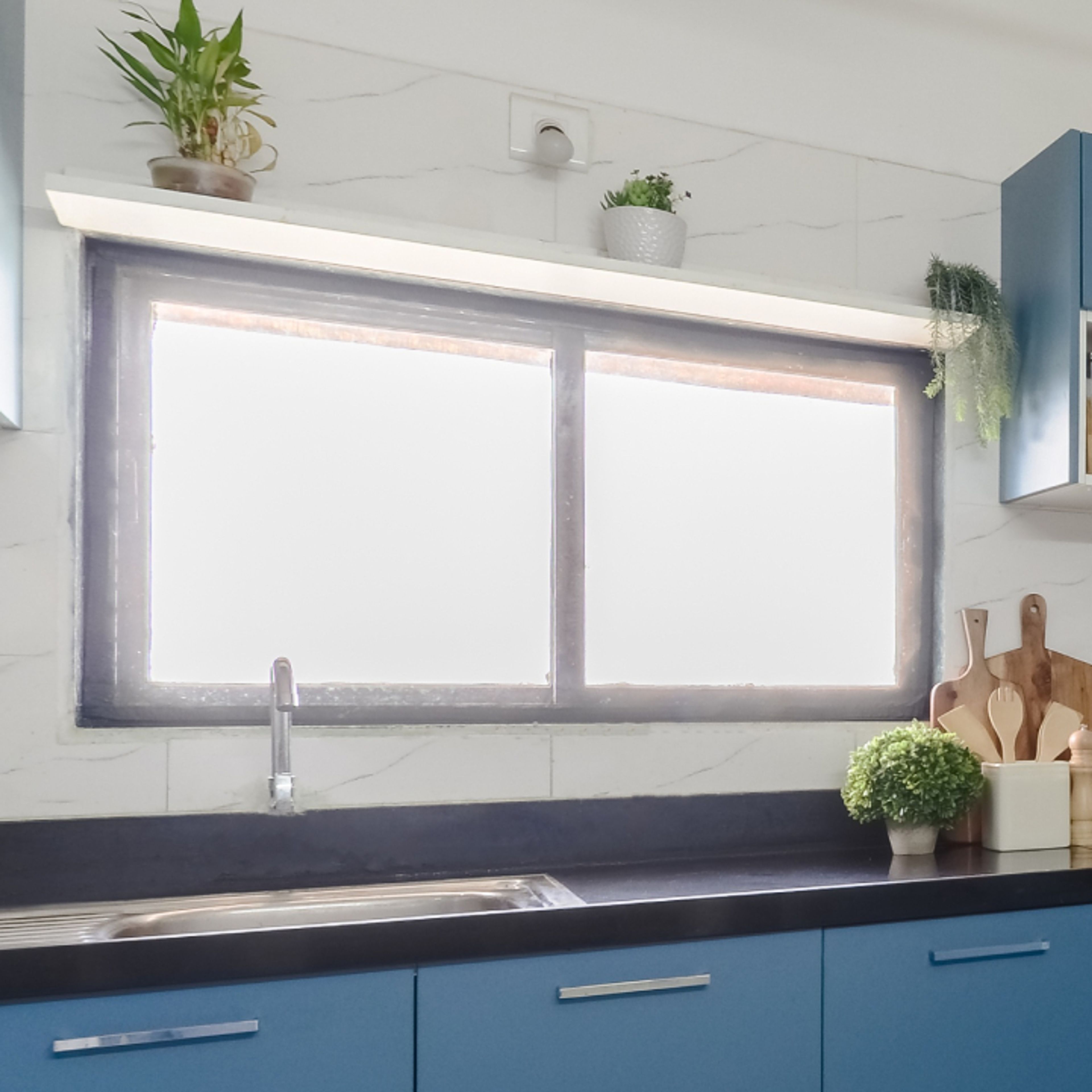 Sliding Glass Window Design With A Black UPVC Frame - Livspace