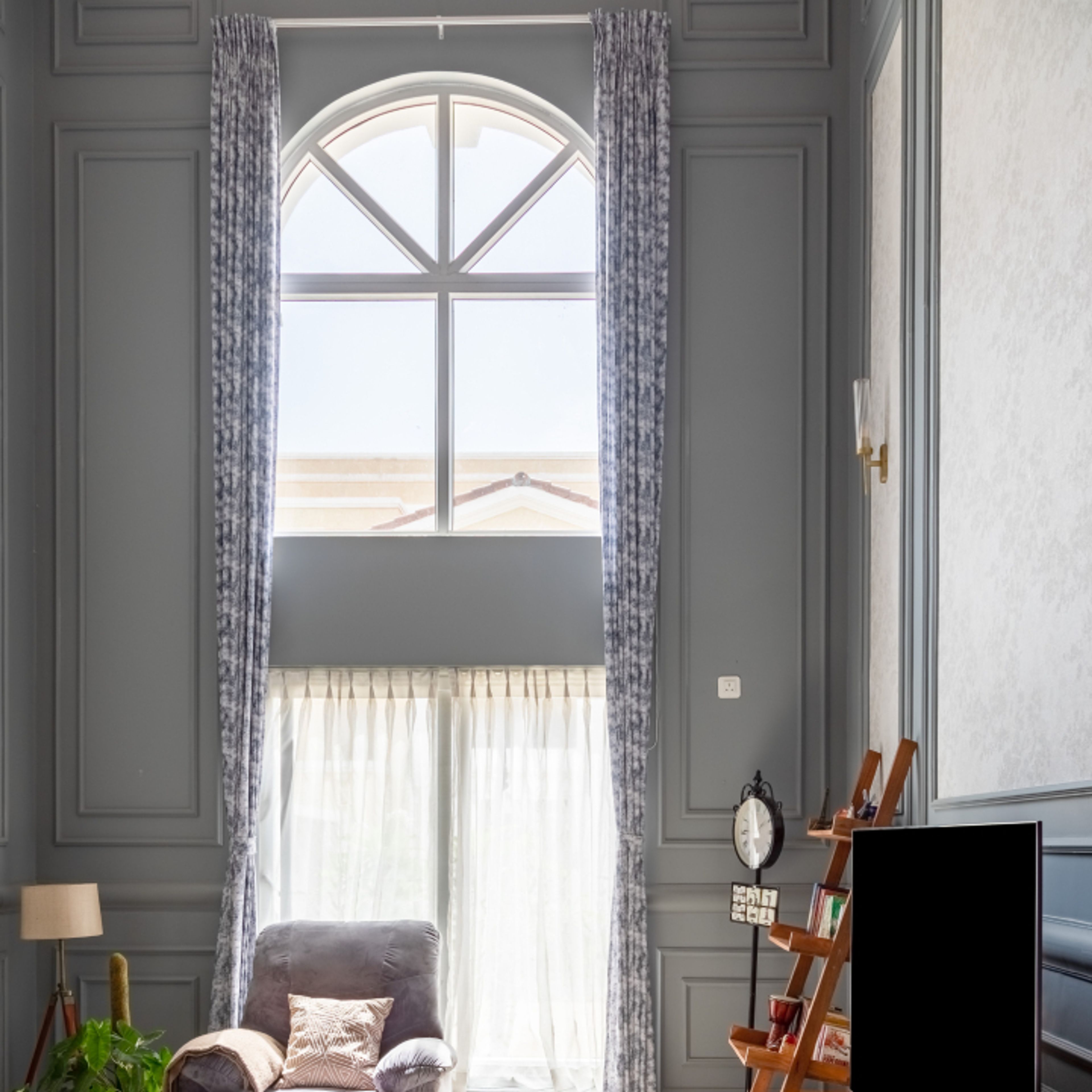 Classic Arched Window Design With Glass Shutters