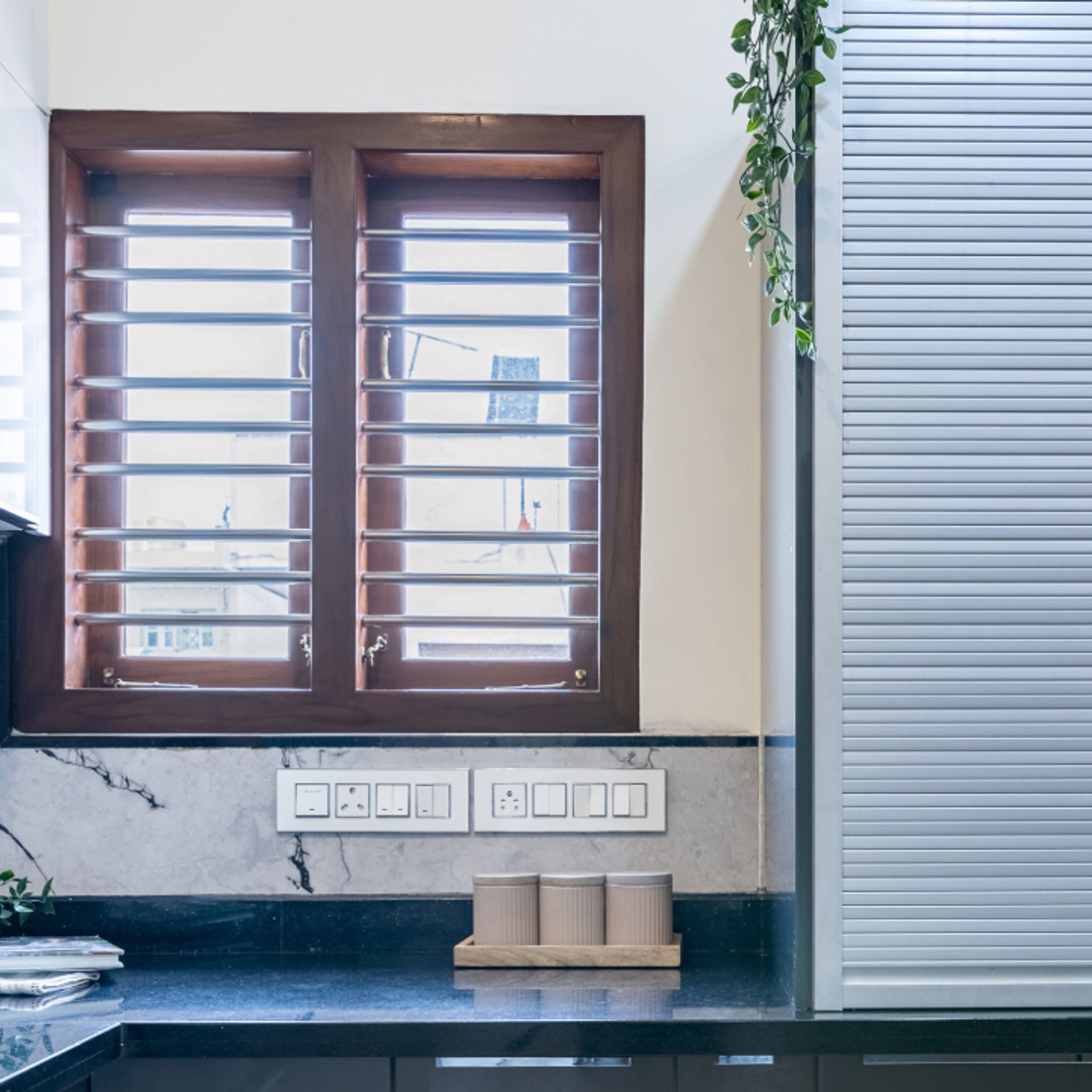 Classic Kitchen Window Design With A Wooden Frame