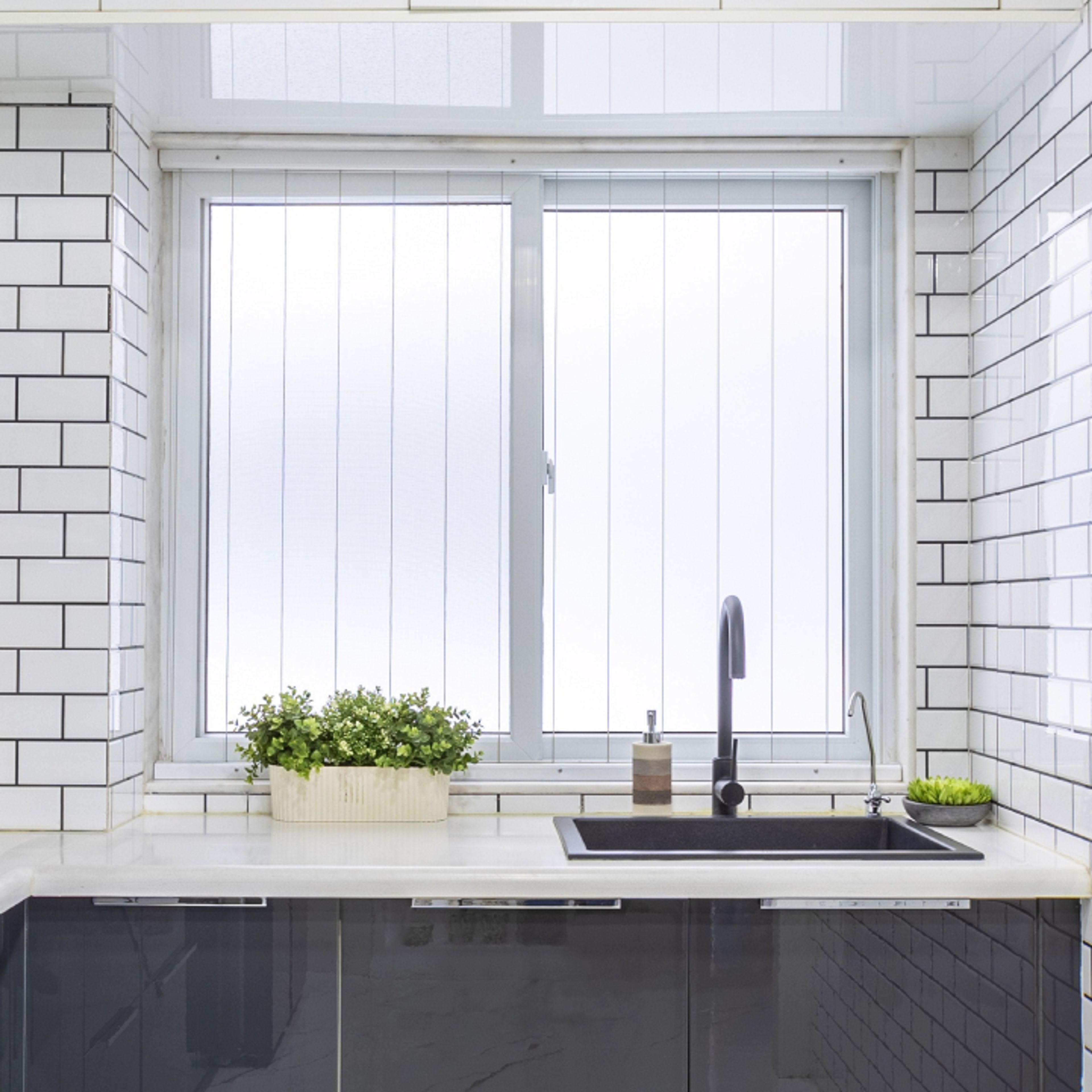 Modern White Window Design With Glass Shutters