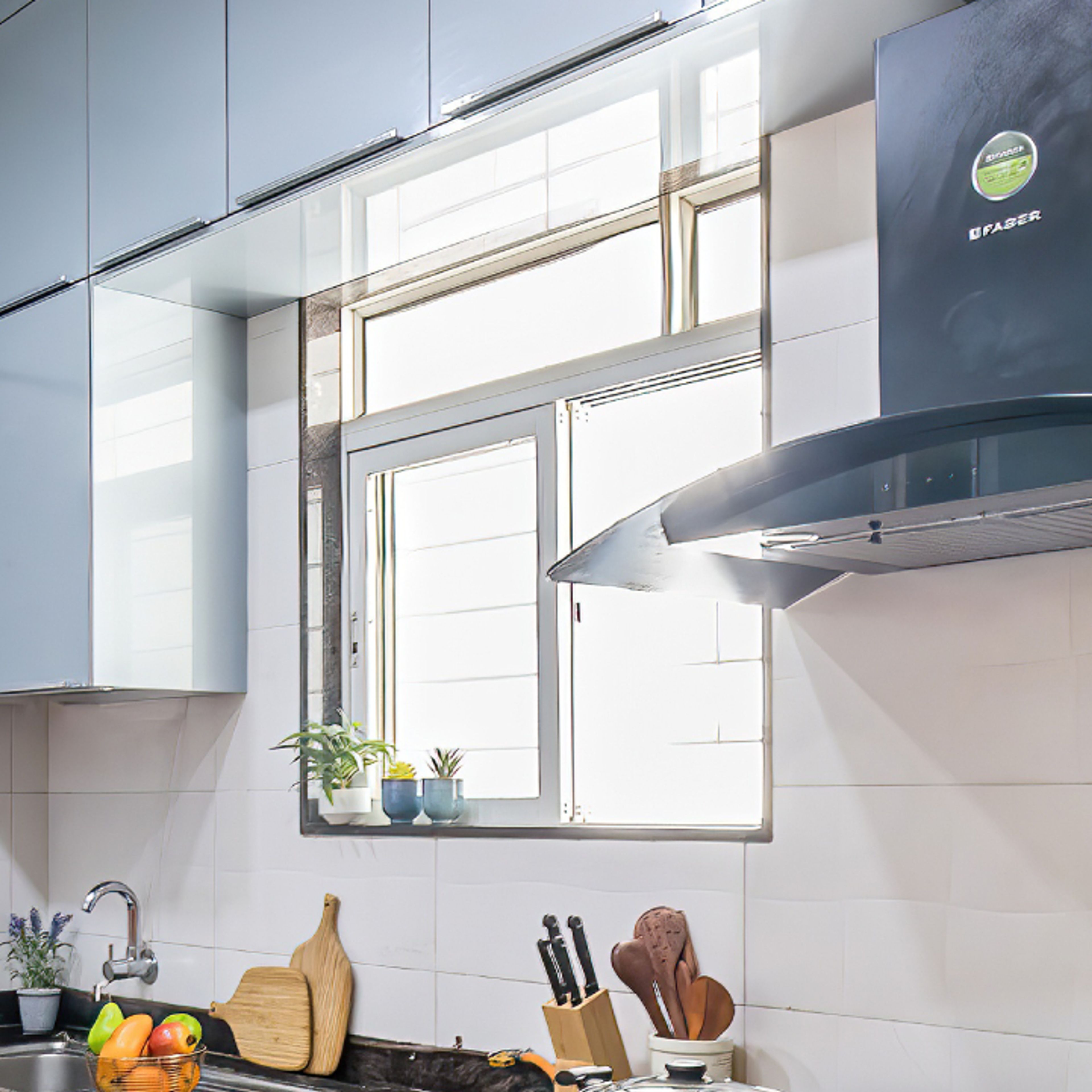 Modern White Glazed Window Design For Kitchens