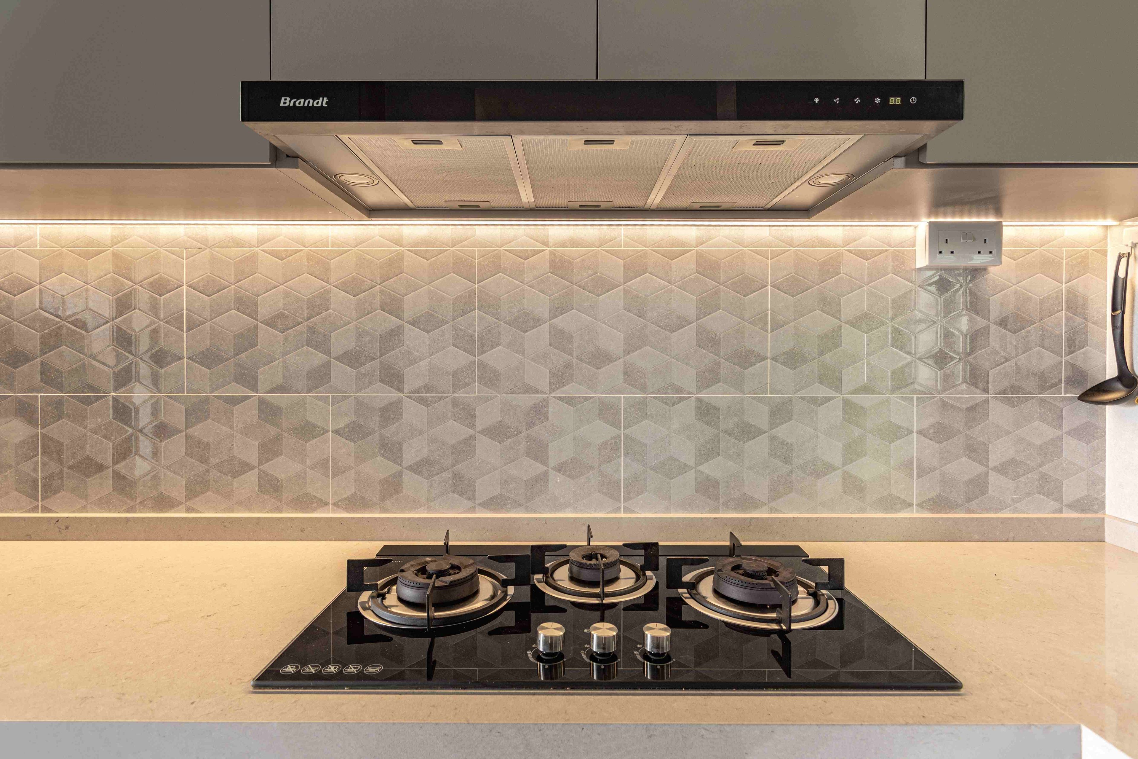 Grey Kitchen Tiles With Patterns - Livspace