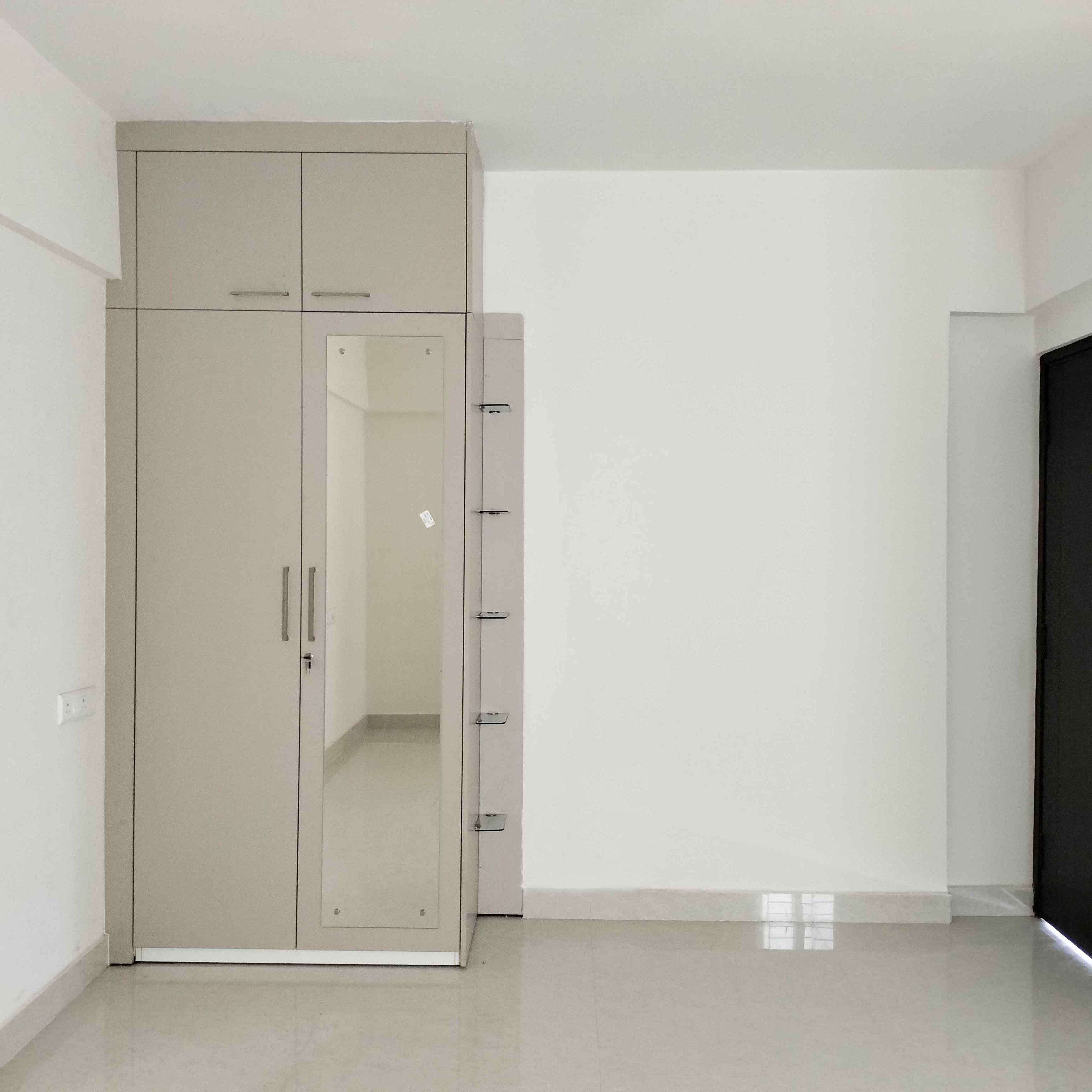 2-Door Beige Swing Wardrobe with Integrated Mirror