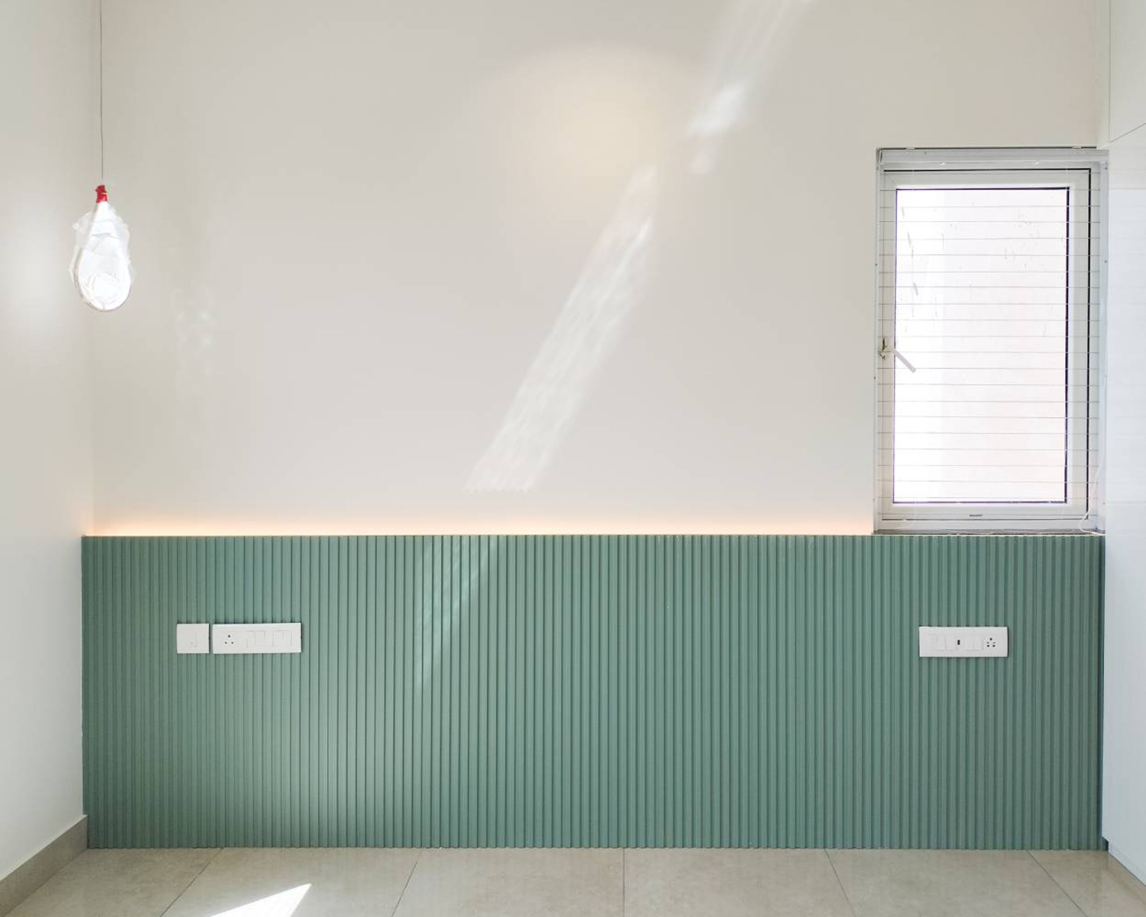 White Wall Design witj Sea Green Lower Wall Panels