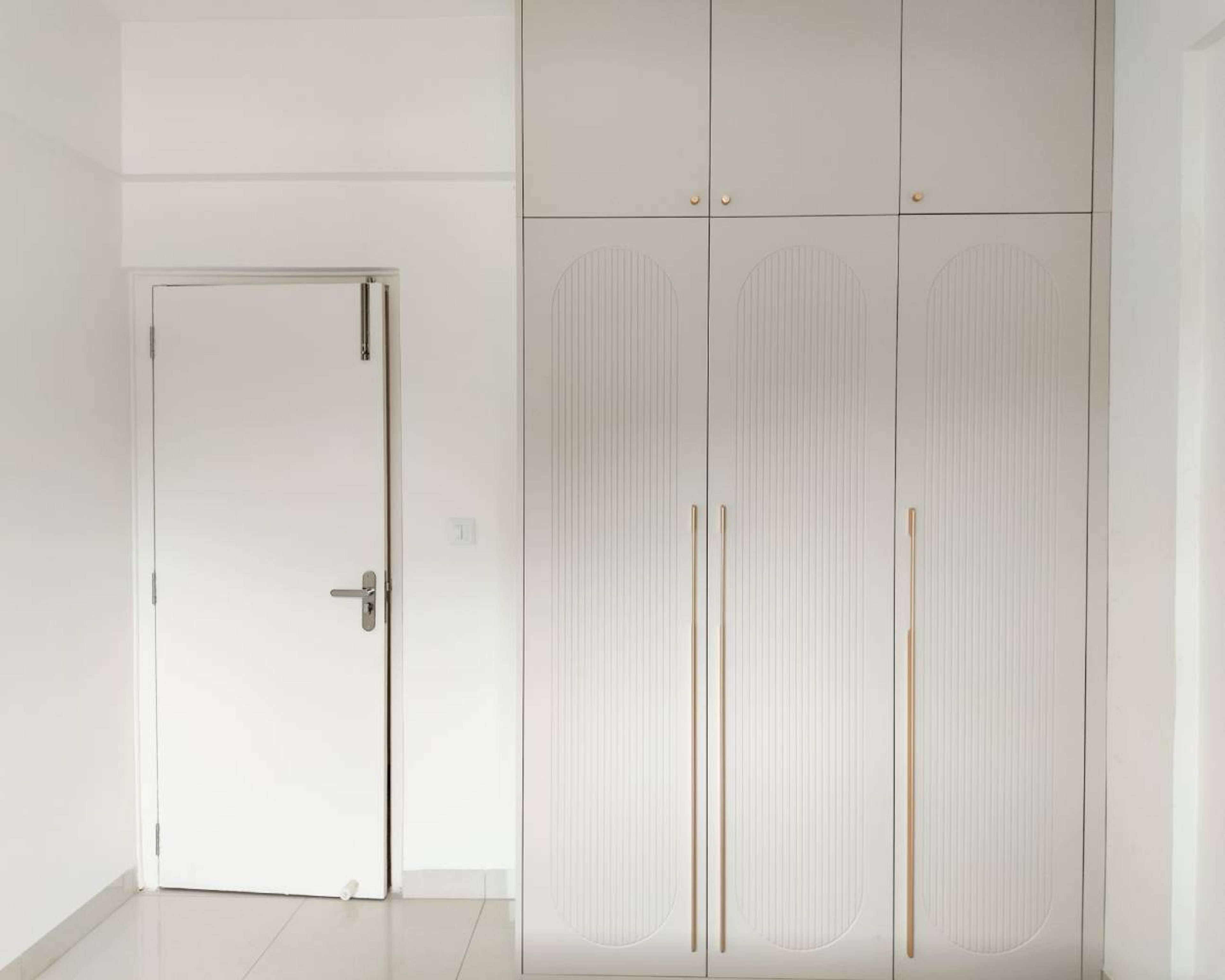 3-Door Beige Swing Wardrobe Design