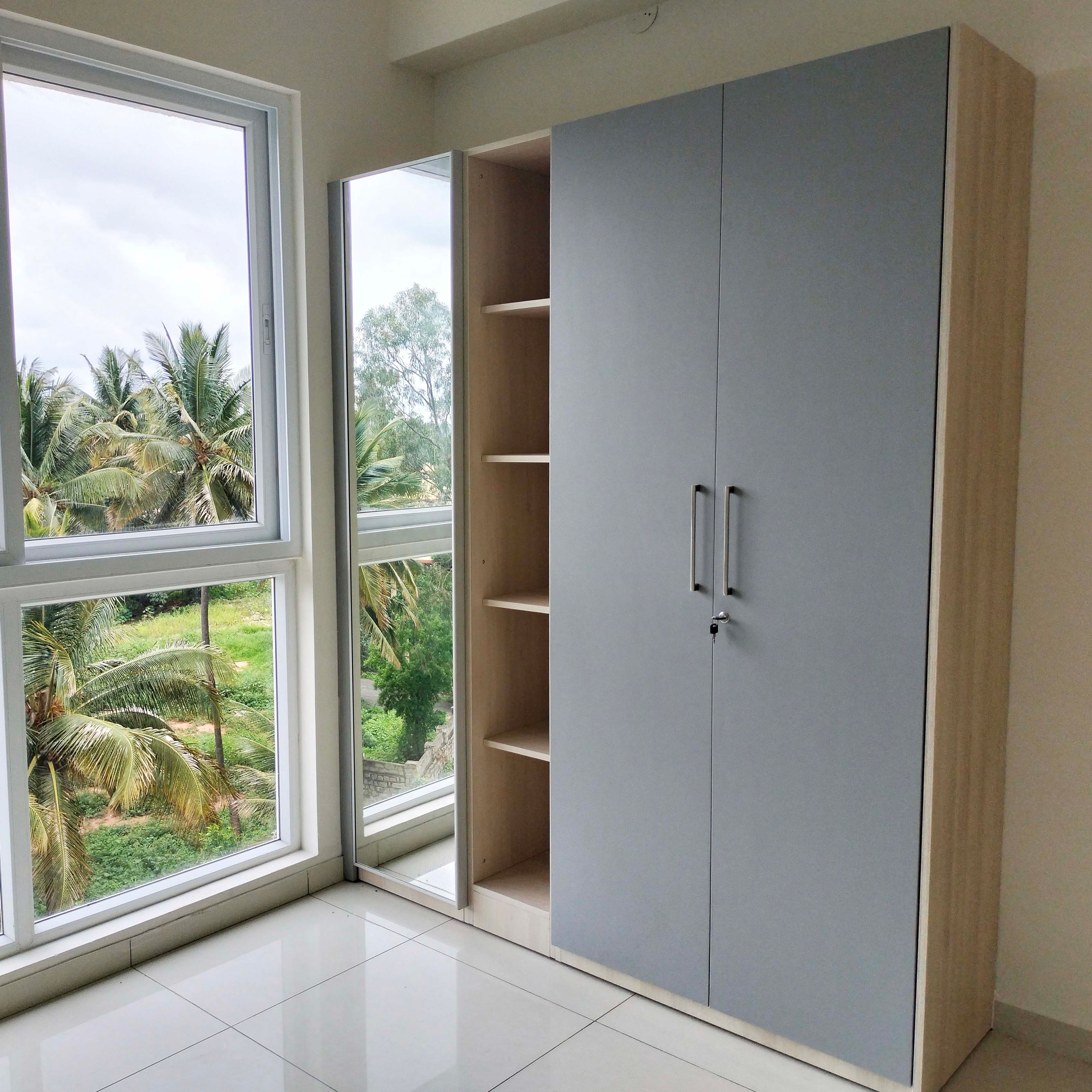 Contemporary 3-Door Swing Wardrobe Design in Suede Laminate Finish