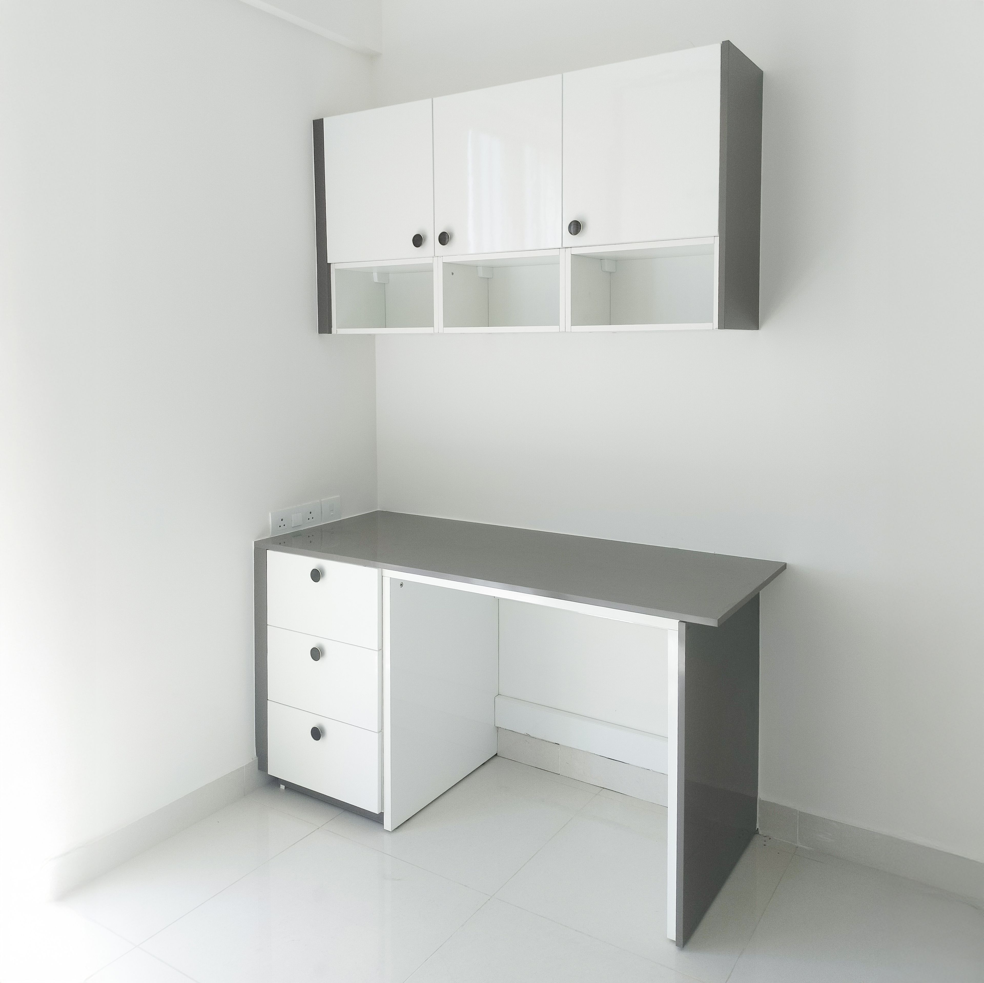 Study Unit Design with White and Grey and Wall Units