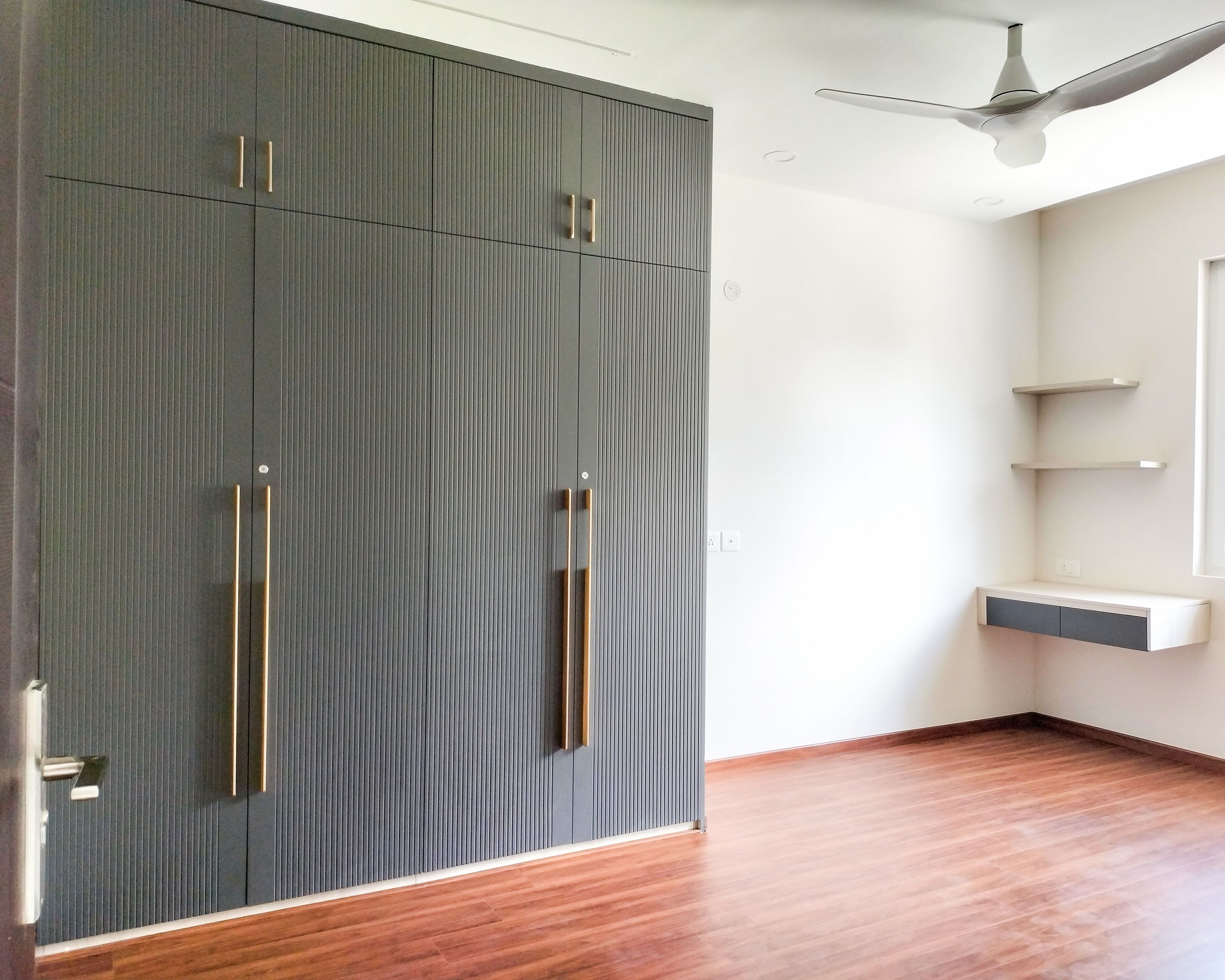 4-Door Matte Swing Wardrobe Design with Loft Unit
