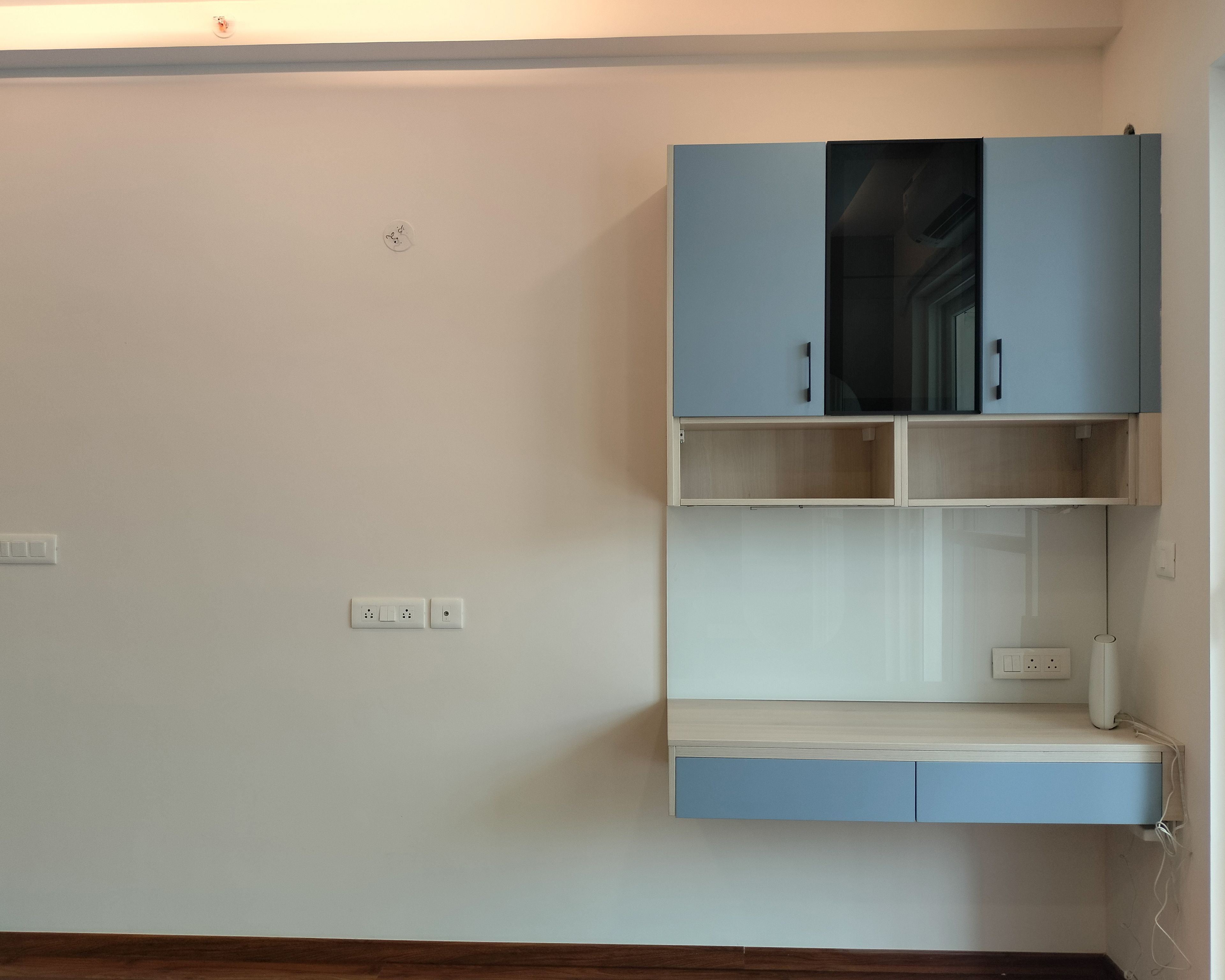 Blue and White Wall Mounted Study Unit