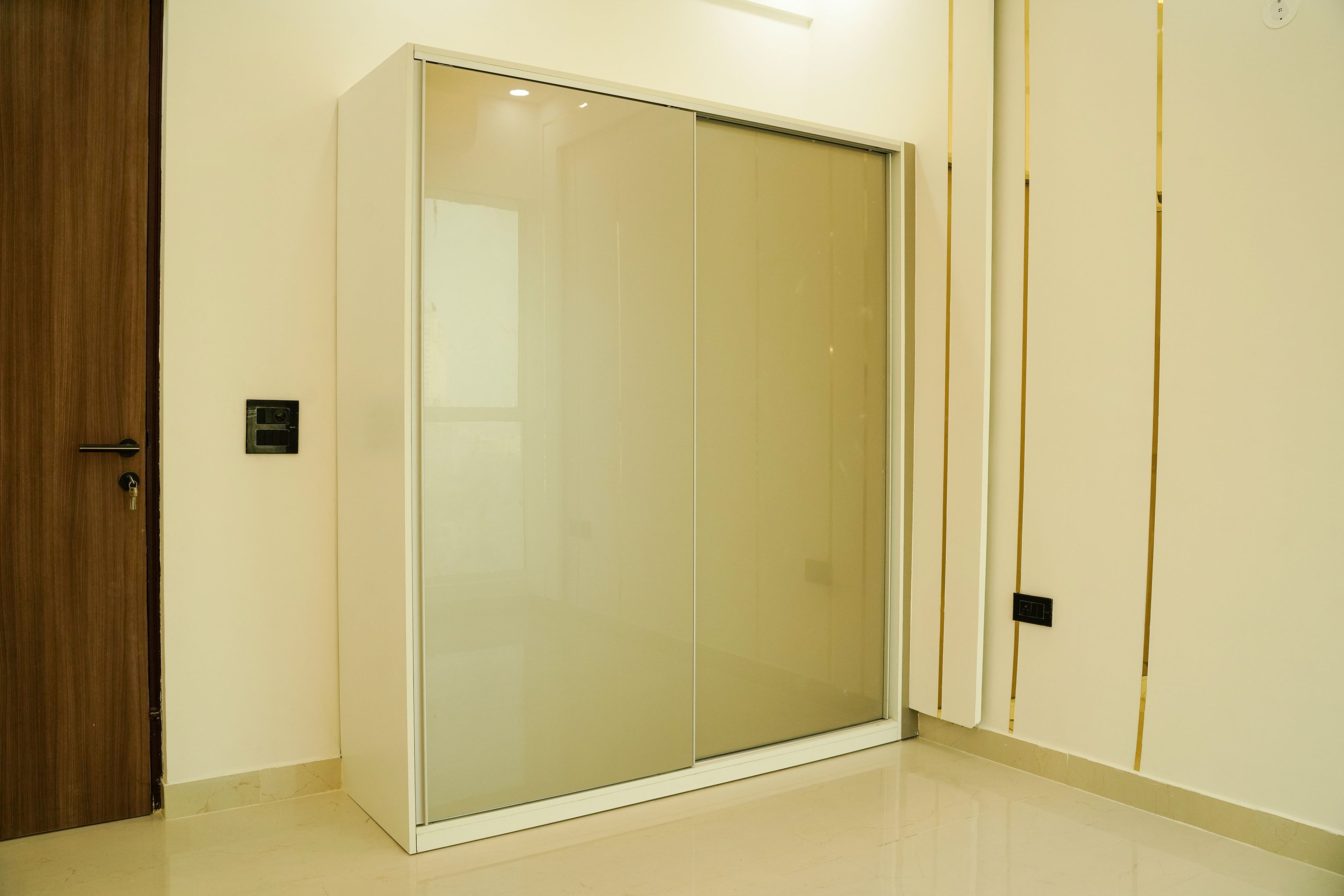 2-door beige sliding wardrobe design