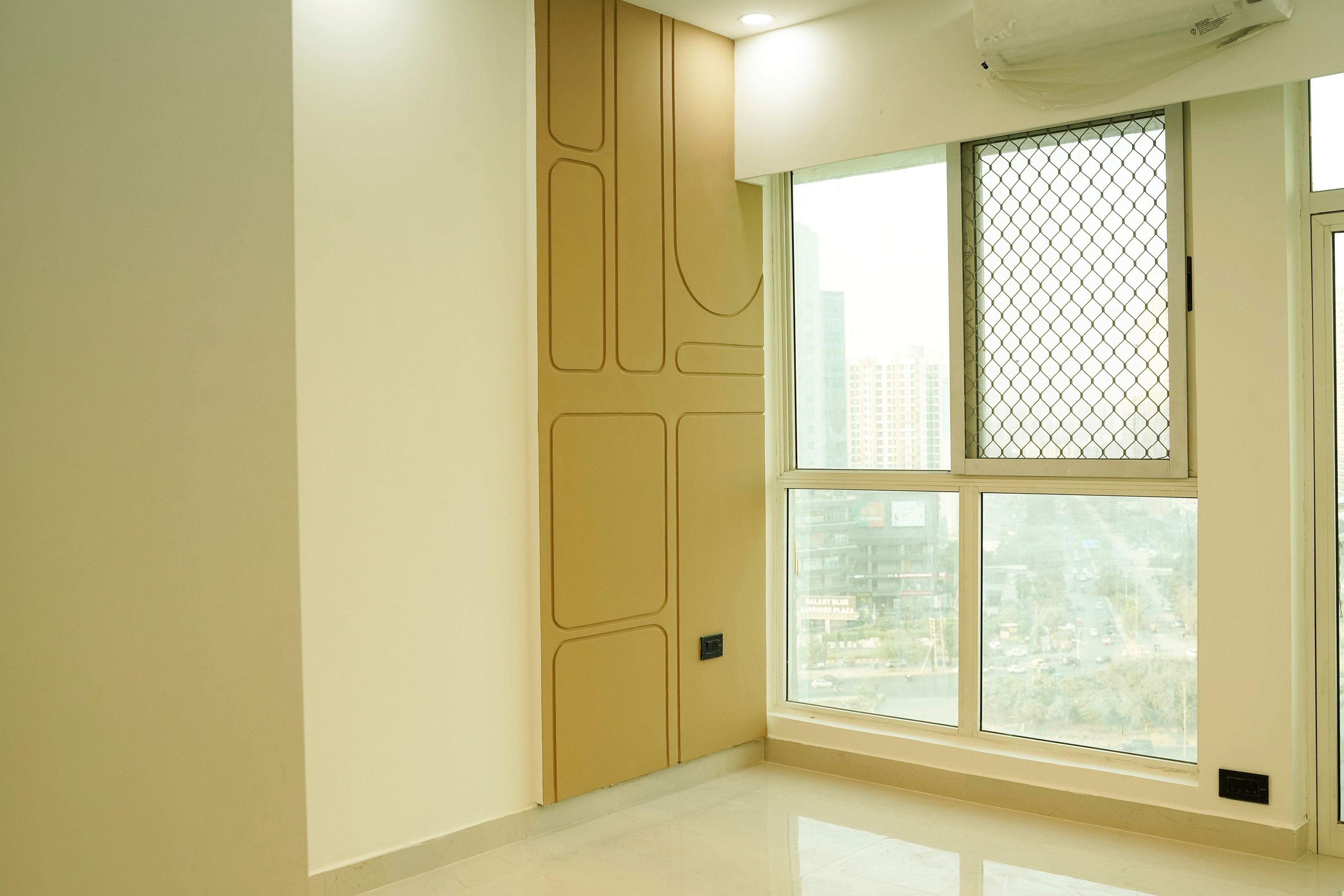 Yellow geometric pattern wall design