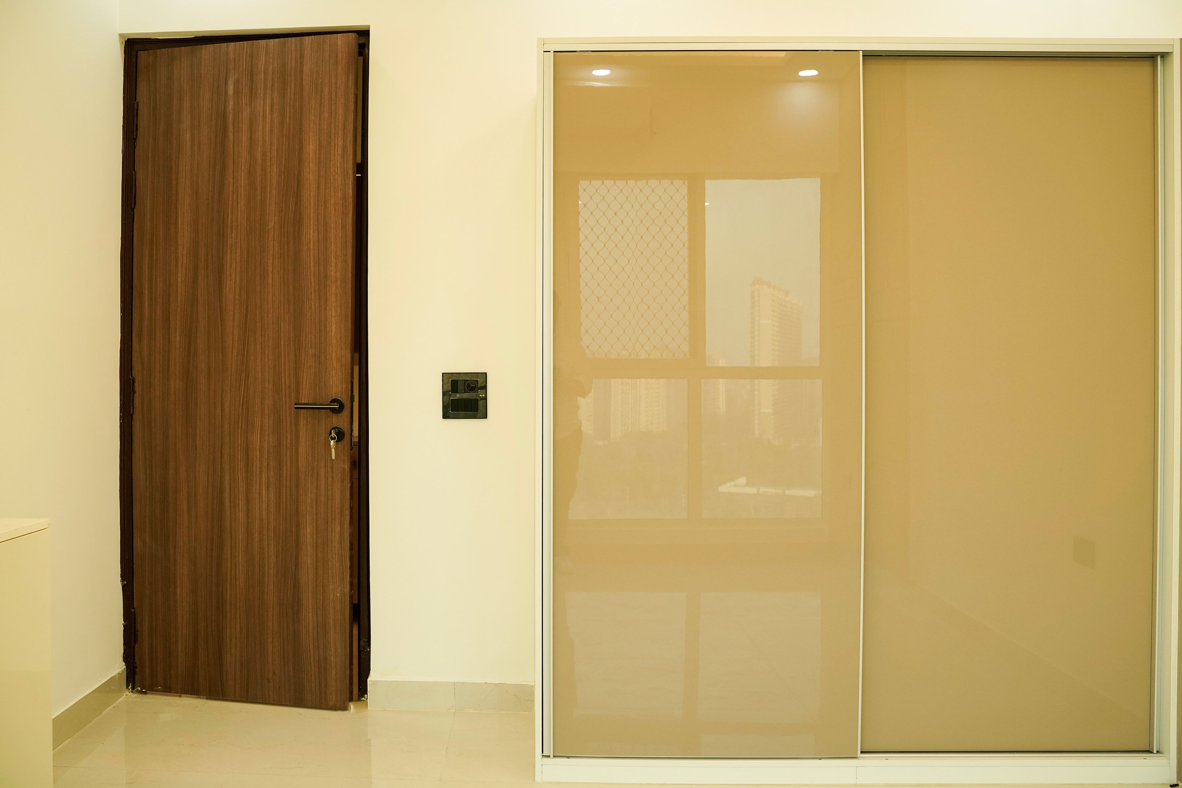Yellow 2-door sliding wardrobe design