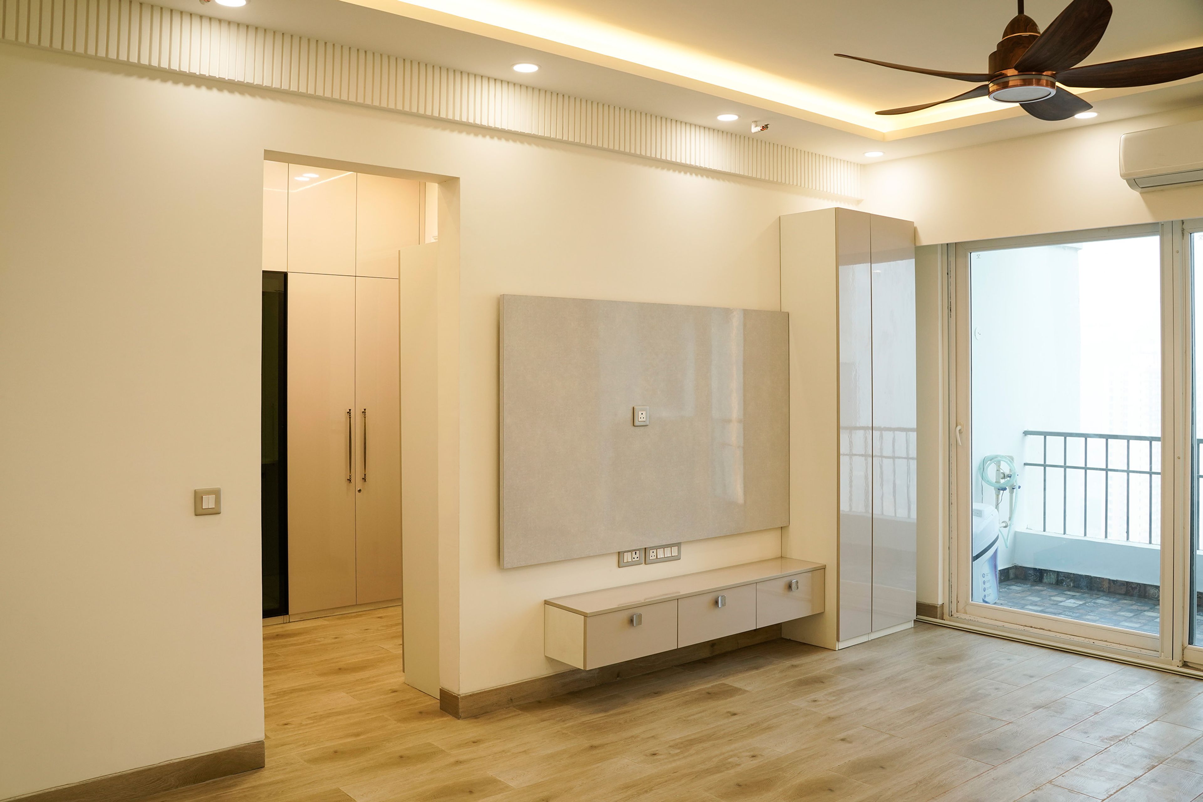 Grey TV Unit Design with Grey Tall Unit