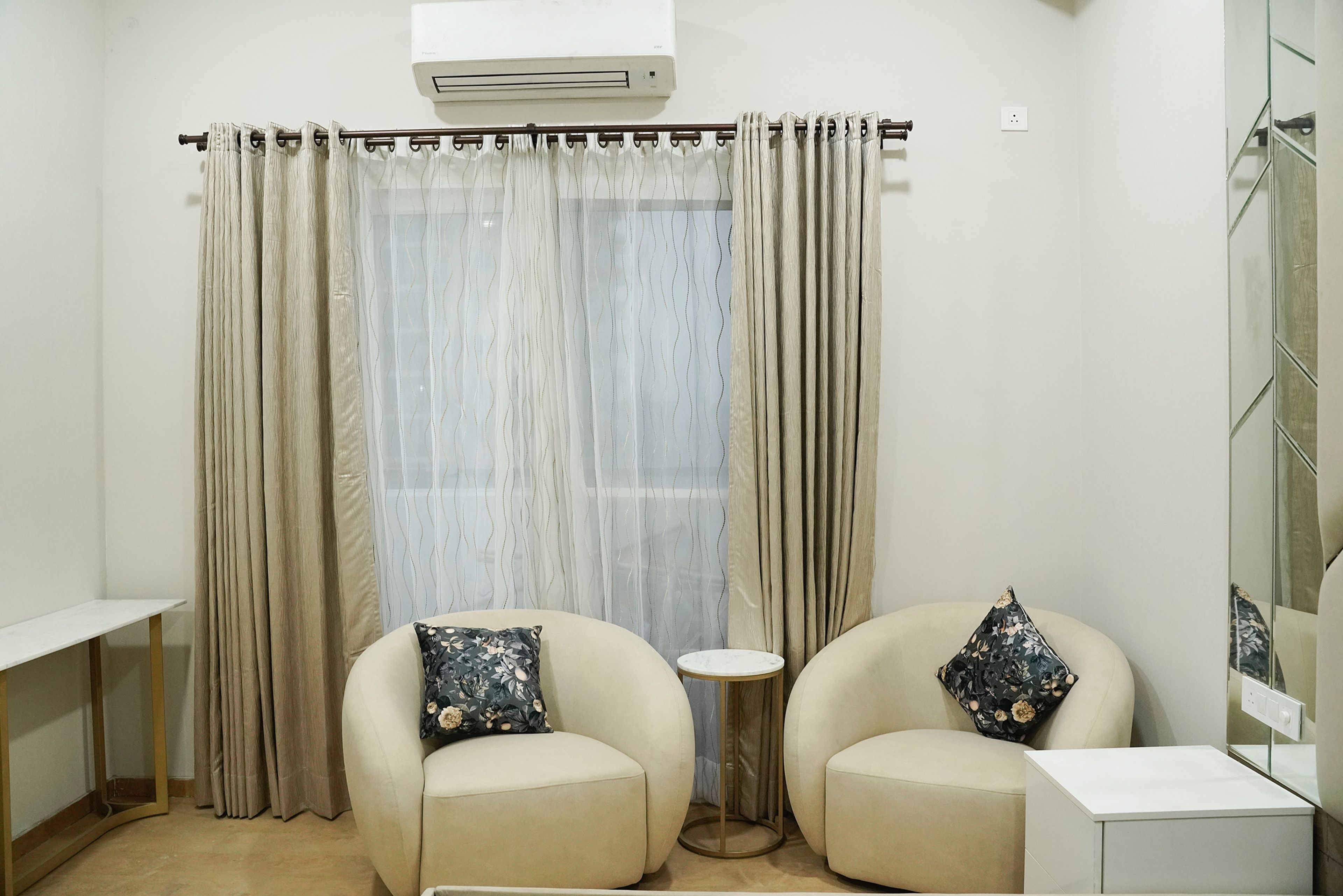 Master Bedroom Design with Two Single Seater Sofas