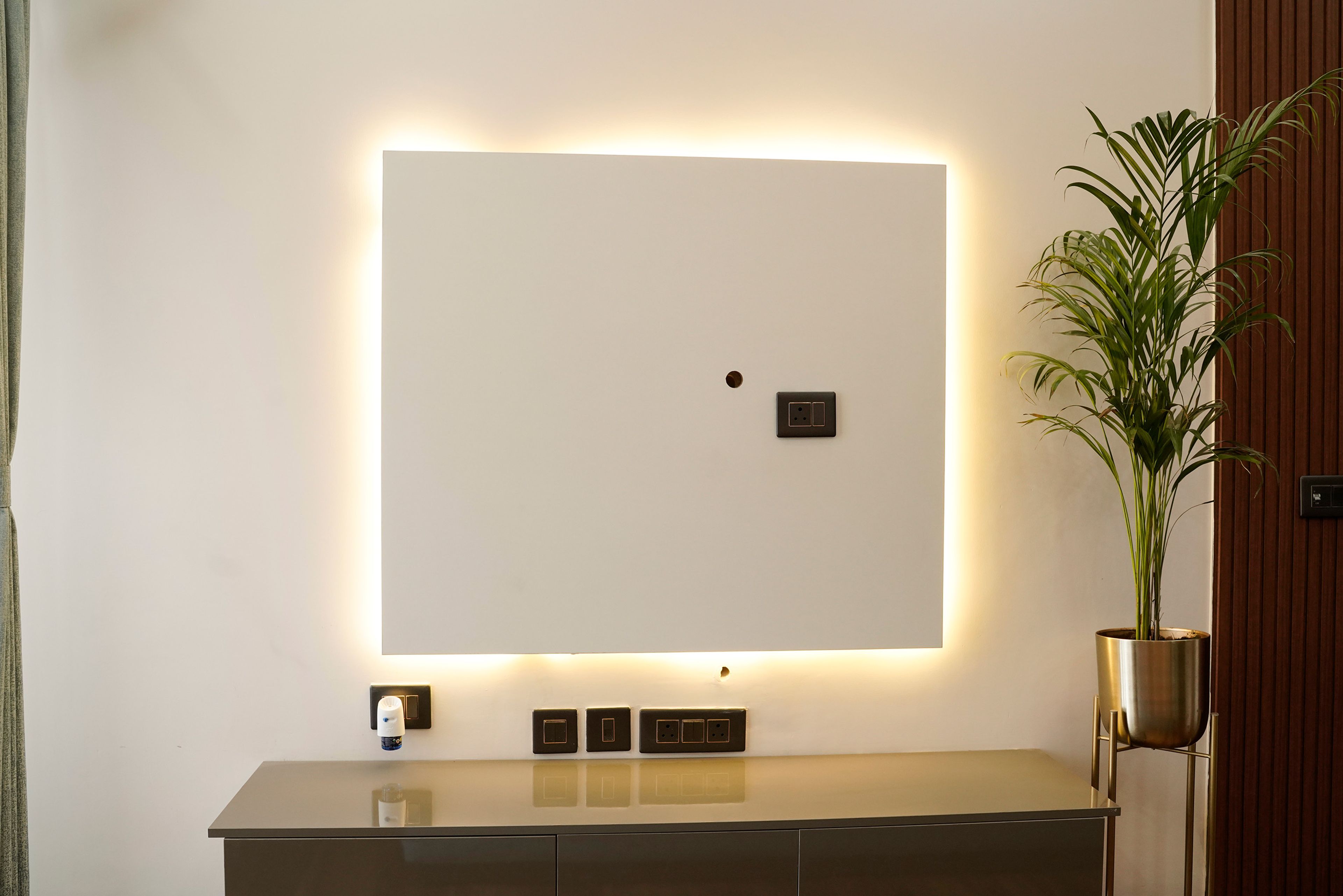 Backlit White TV Unit Design