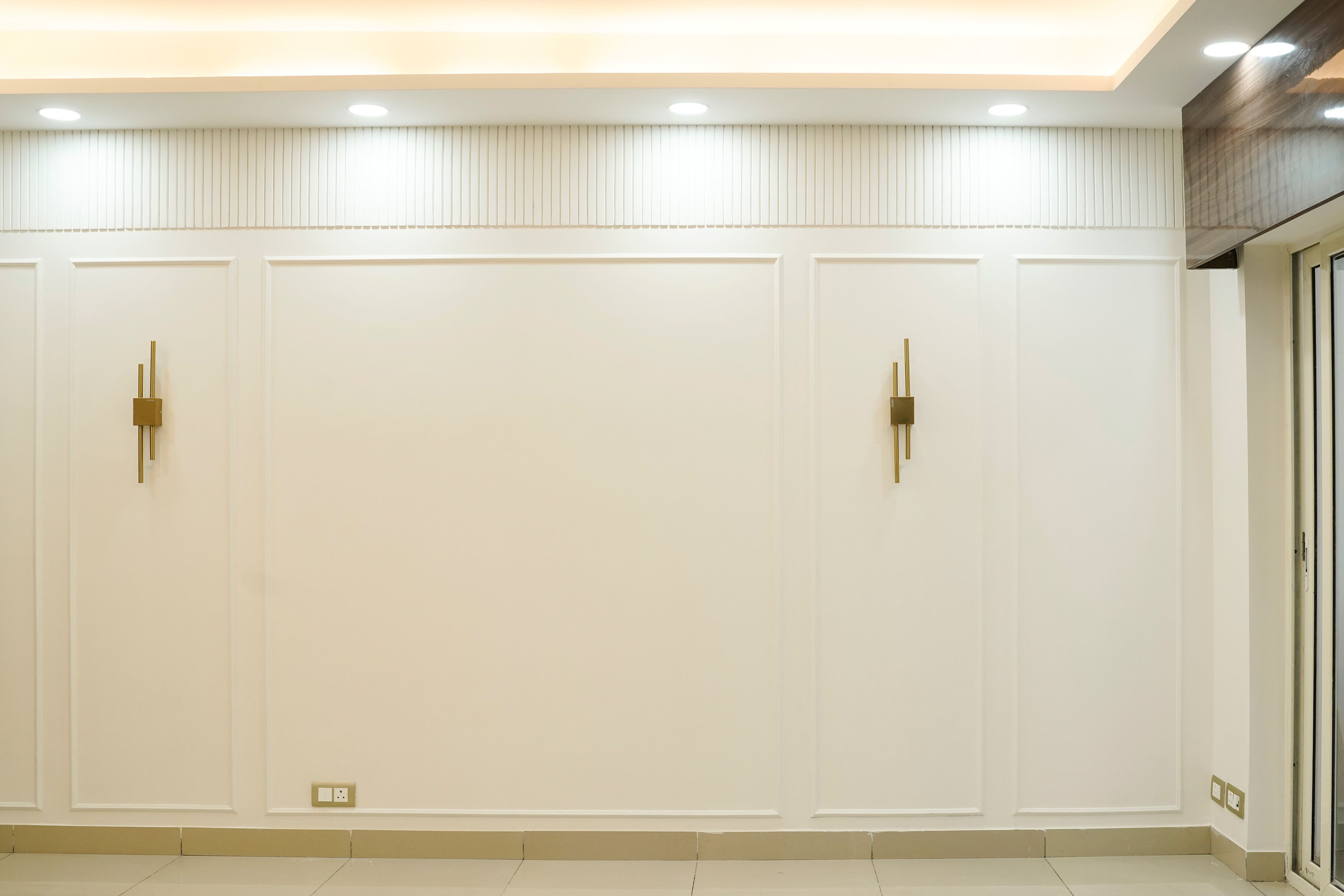 White Wall Design with Trims and Panels on Top