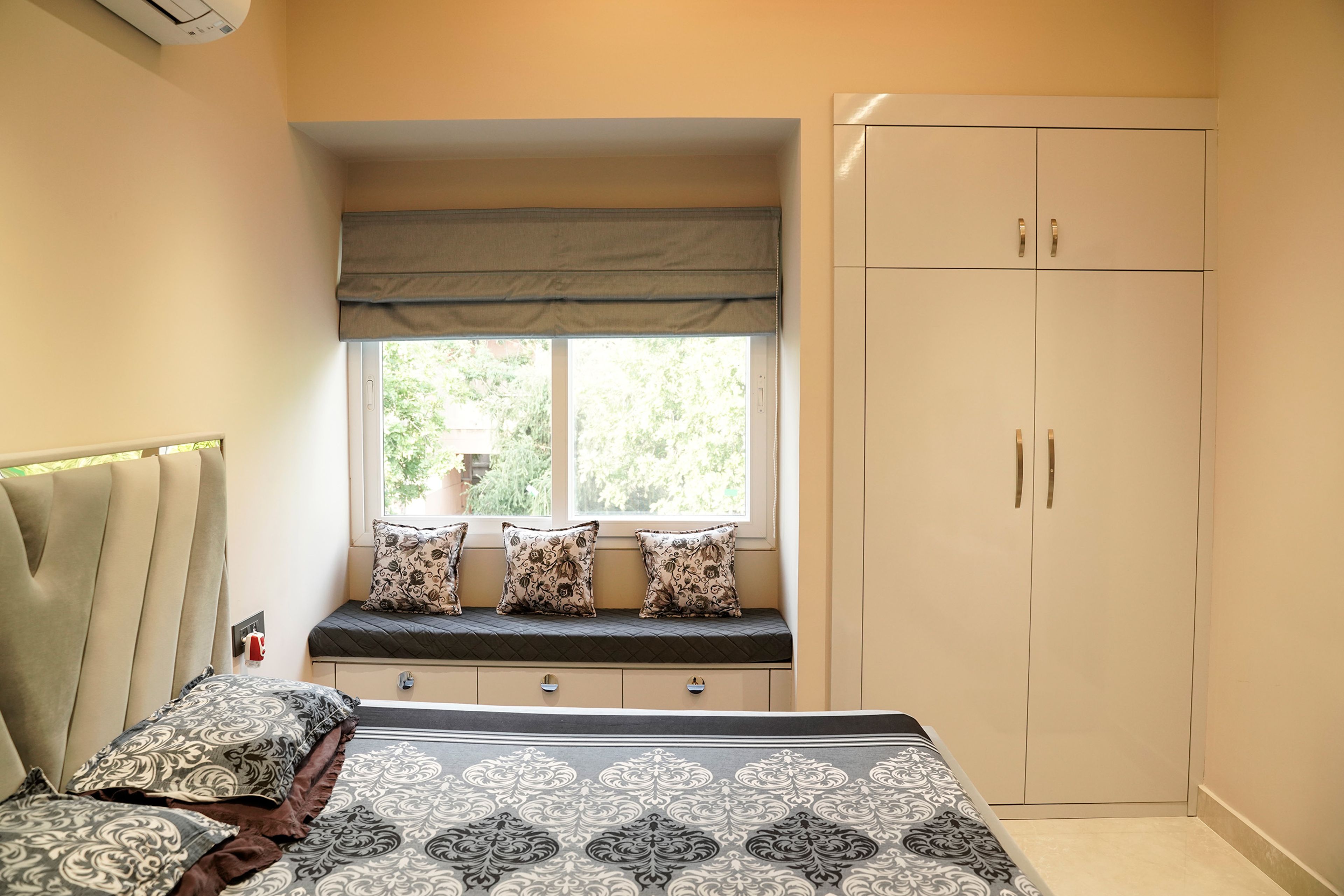 2-door cream swing wardrobe design