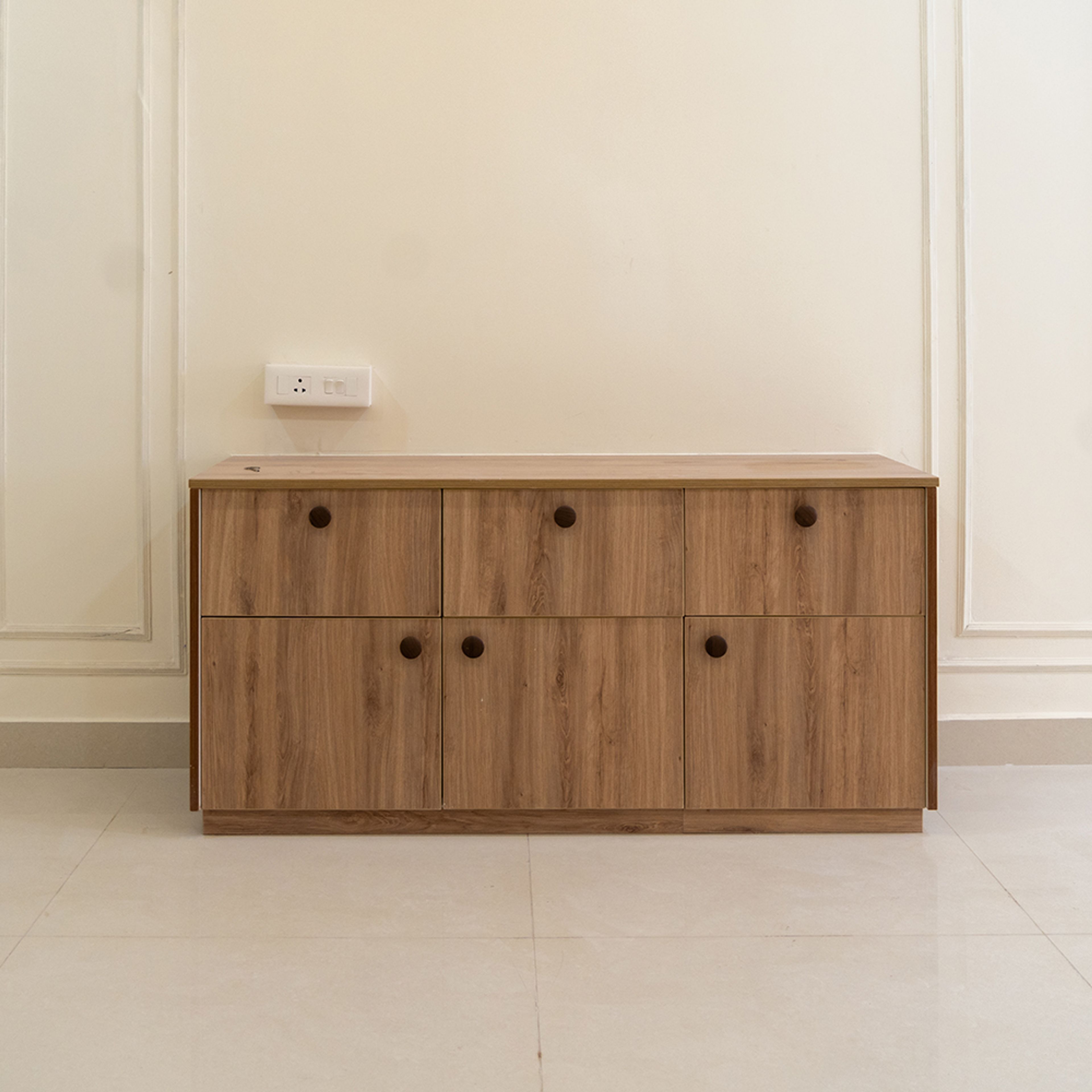 Foyer Design with Wooden Storage Unit