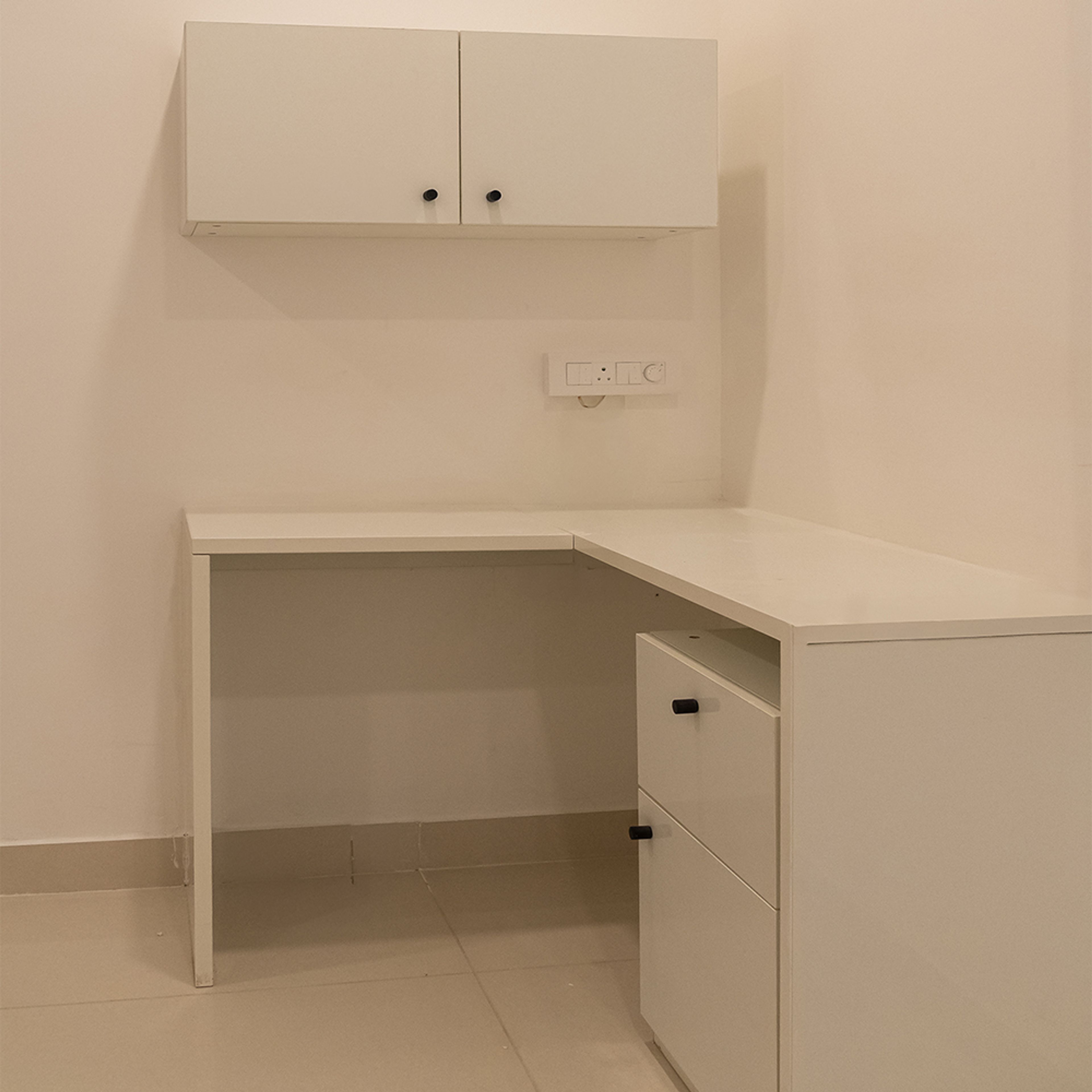 Study Space with White Desk and Wall Mounted Drawer