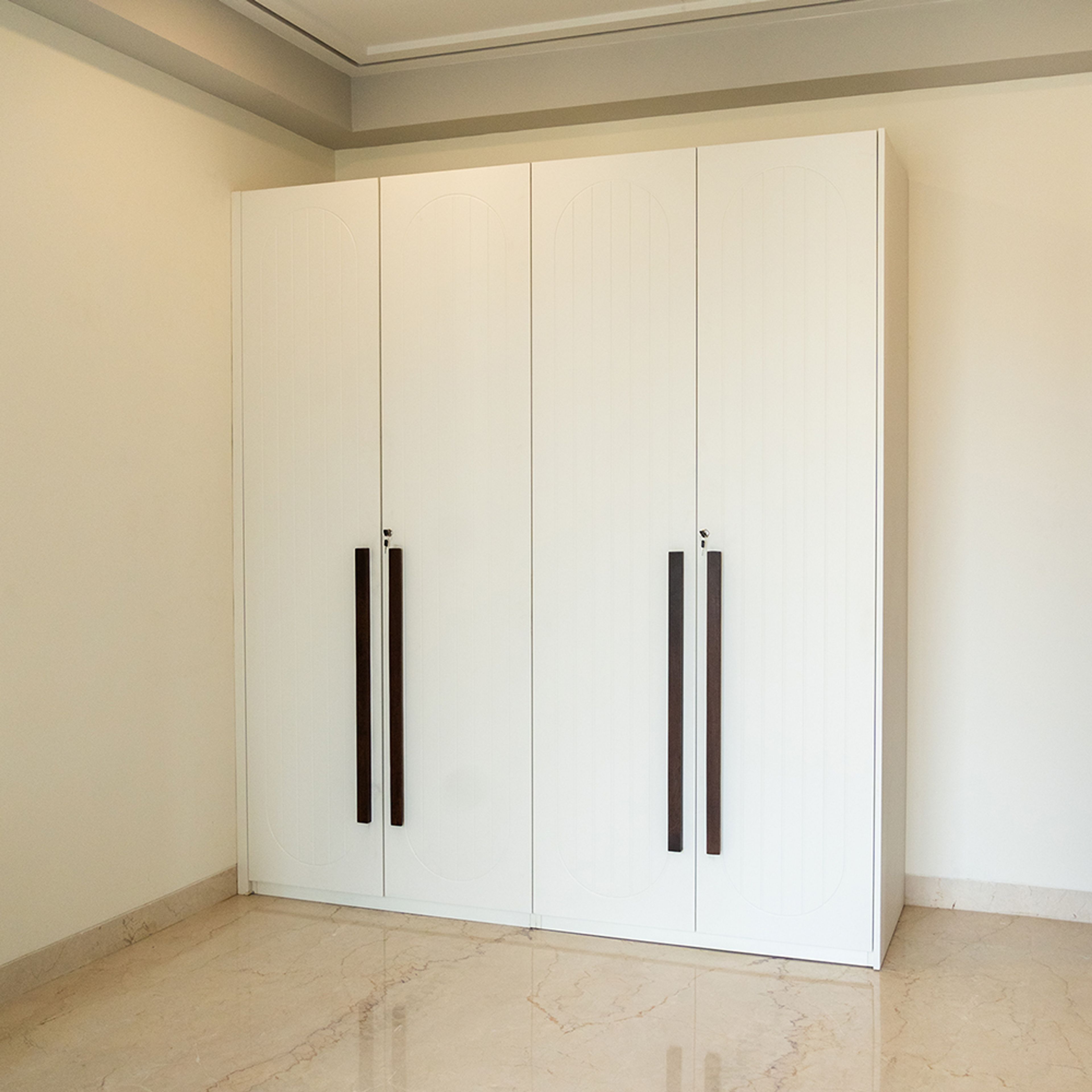 4-Door White Swing Wardrobe Design