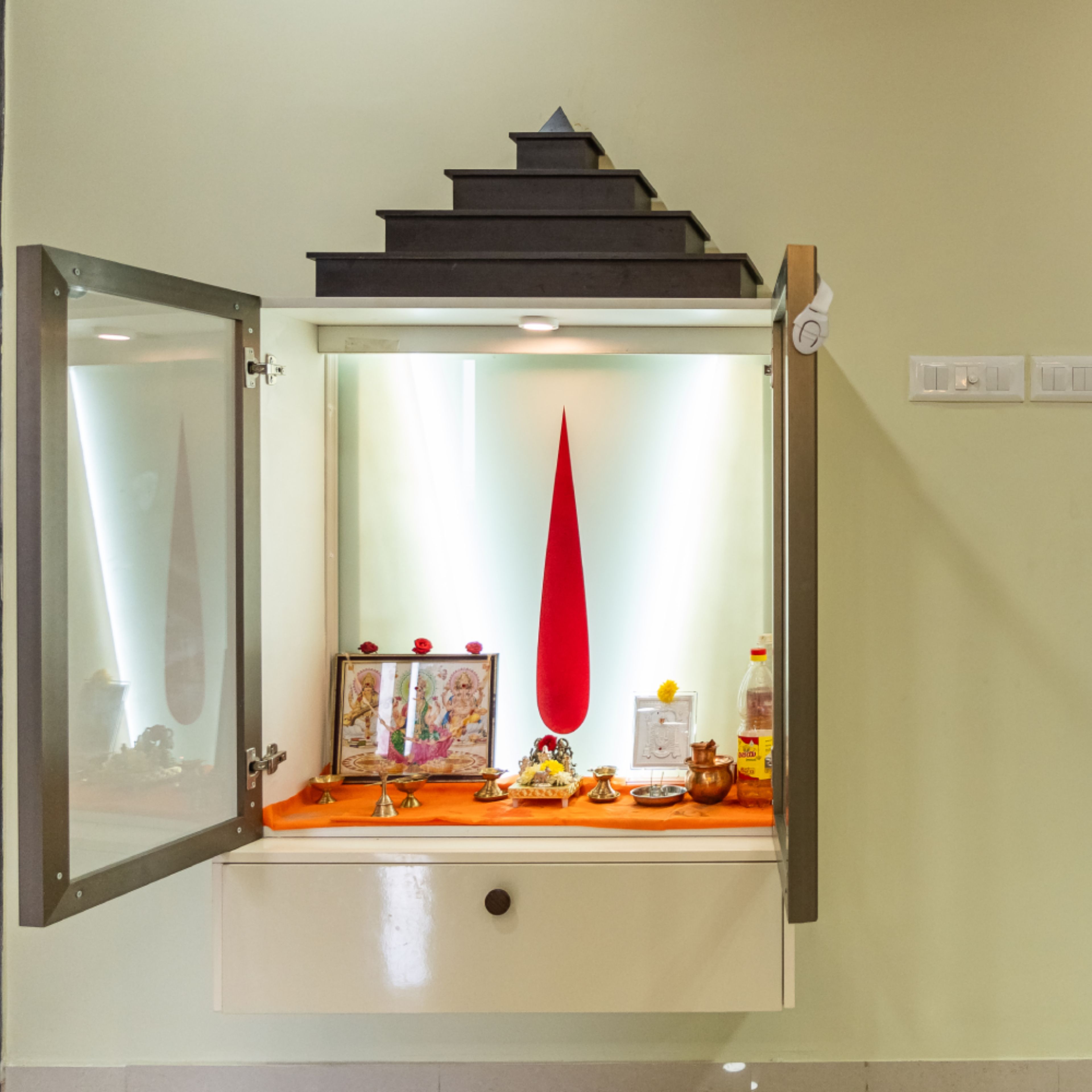 Wall Mounted Pooja Unit with Doors