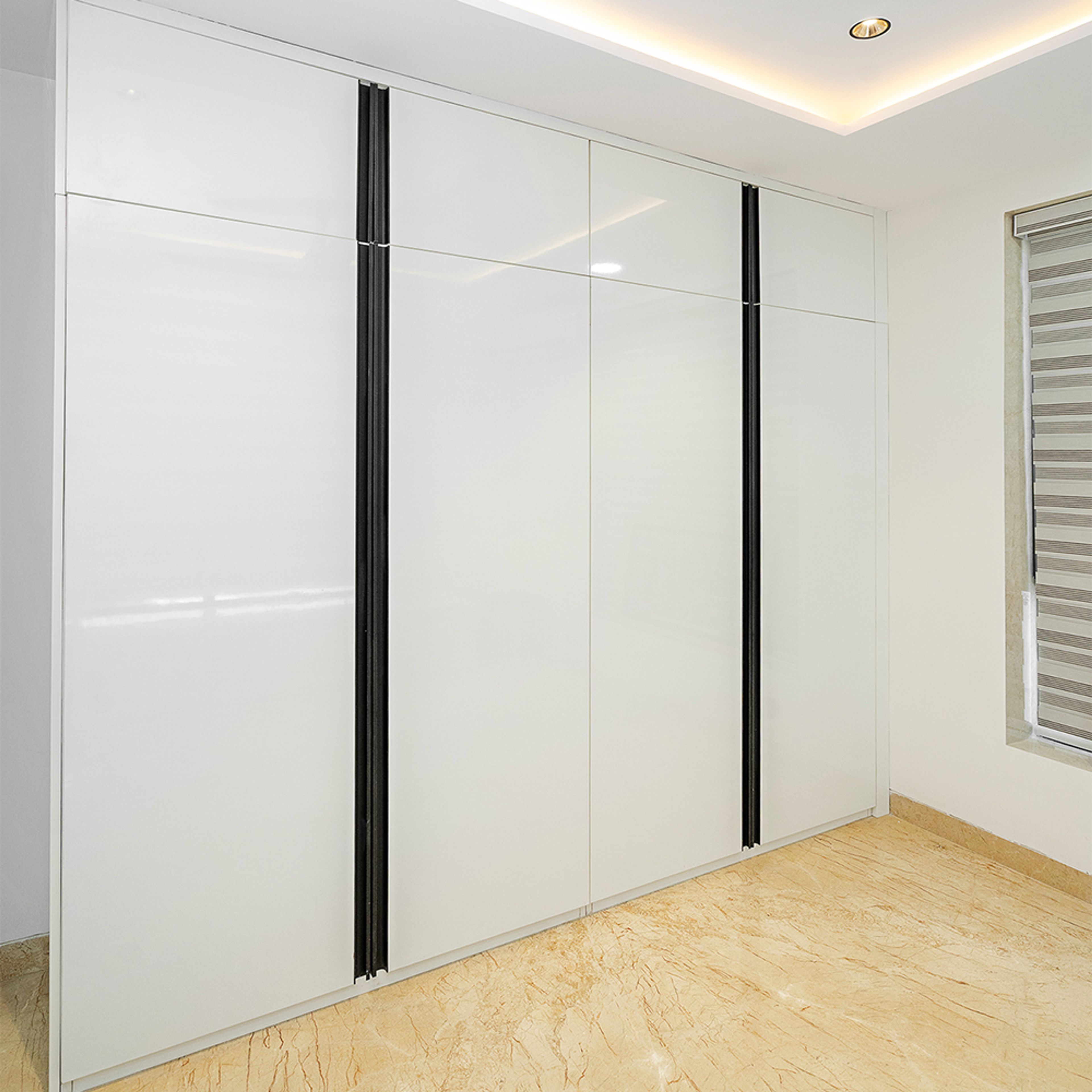 4-Door White Swing Wardrobe Design