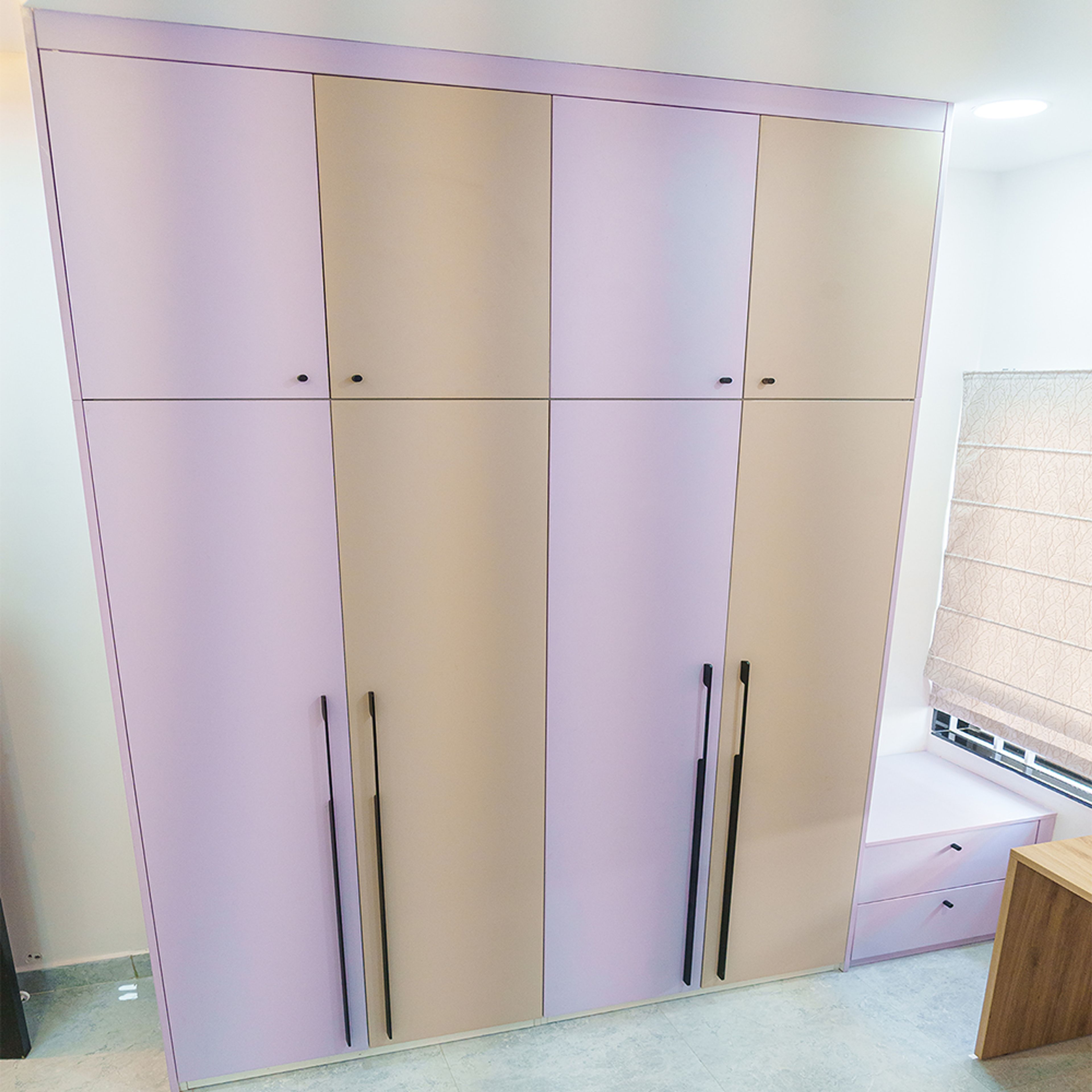 Peach and Purple 4-Door Swing Wardrobe