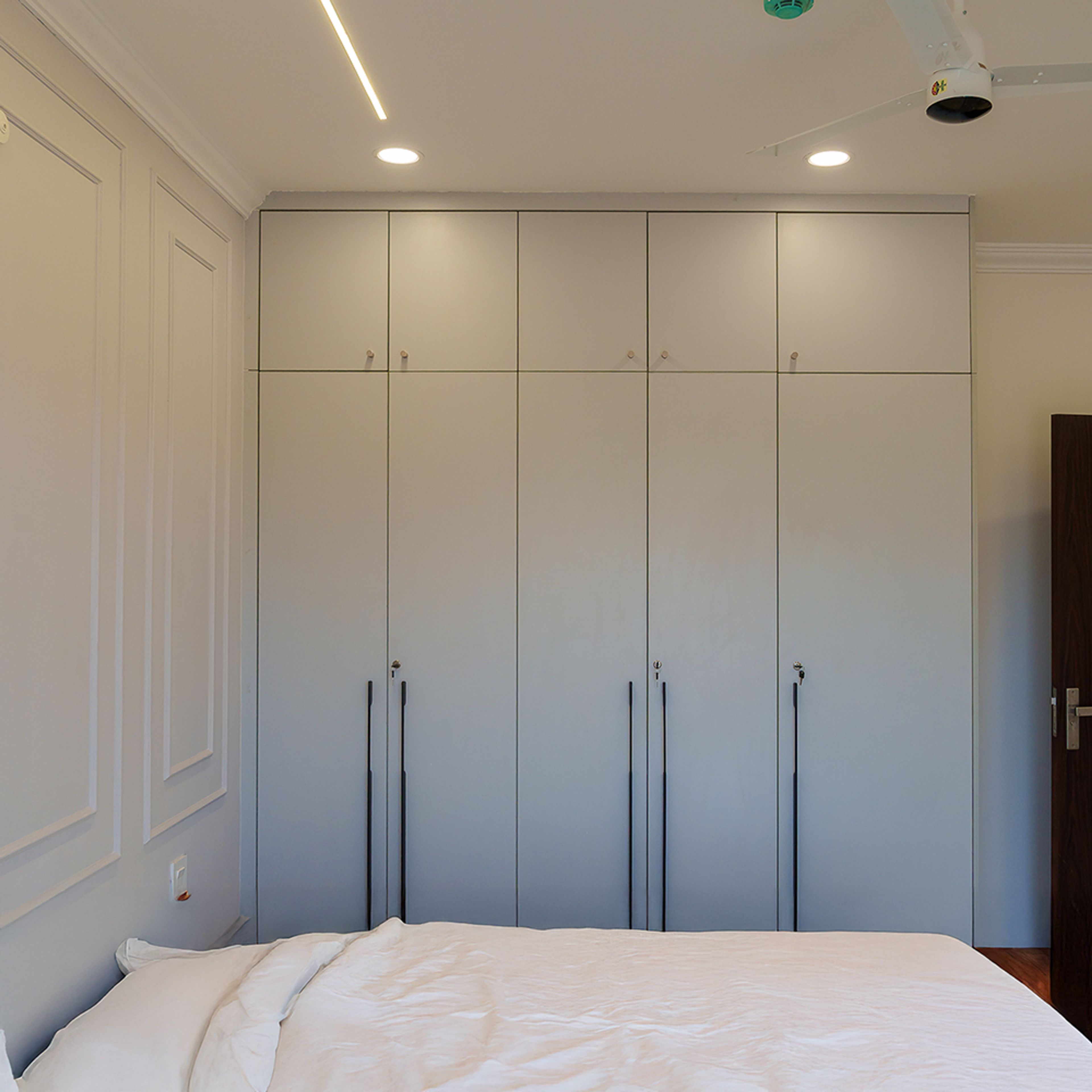 5-Door Grey Swing Wardrobe Design