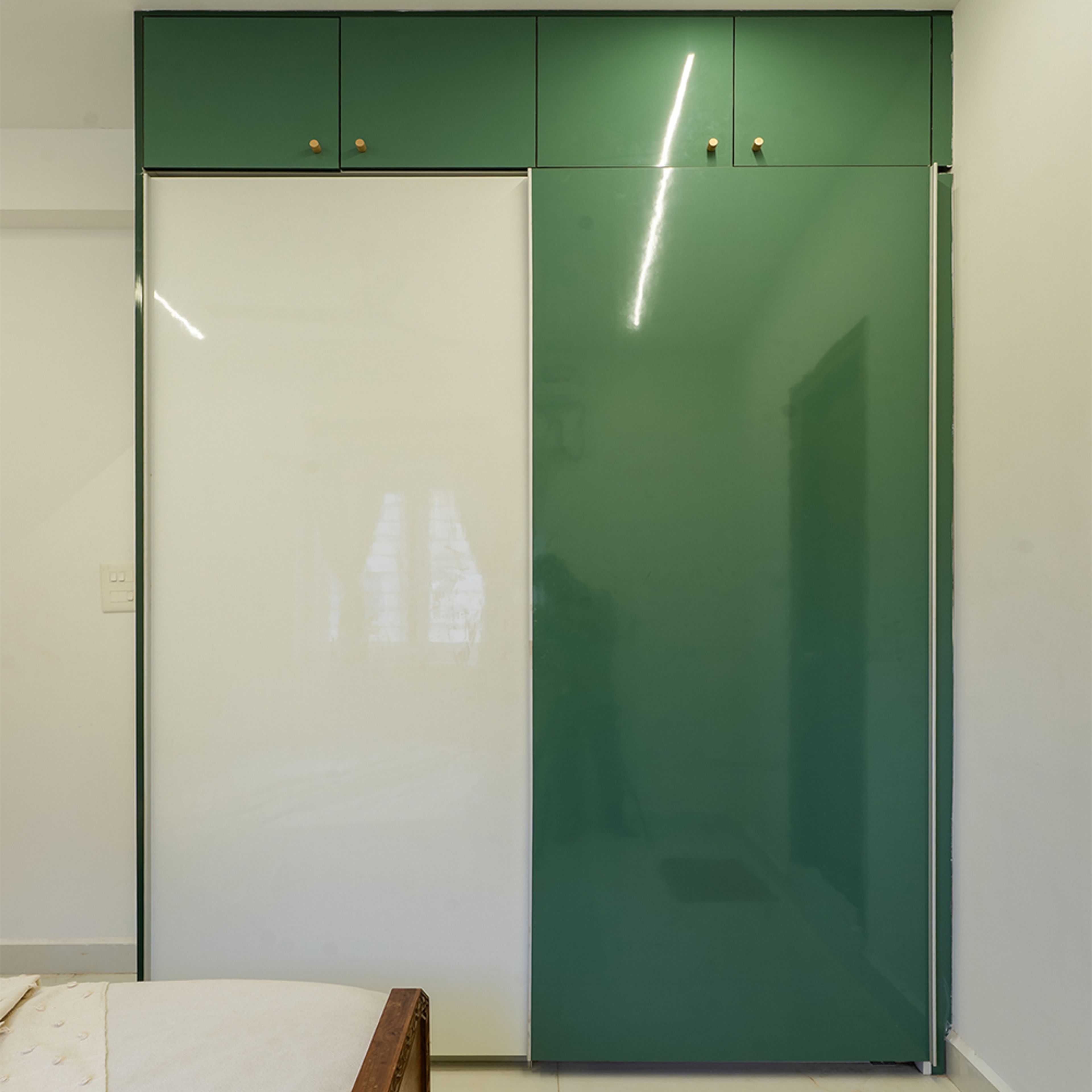 2-Door Green and White Sliding Wardrobe Design